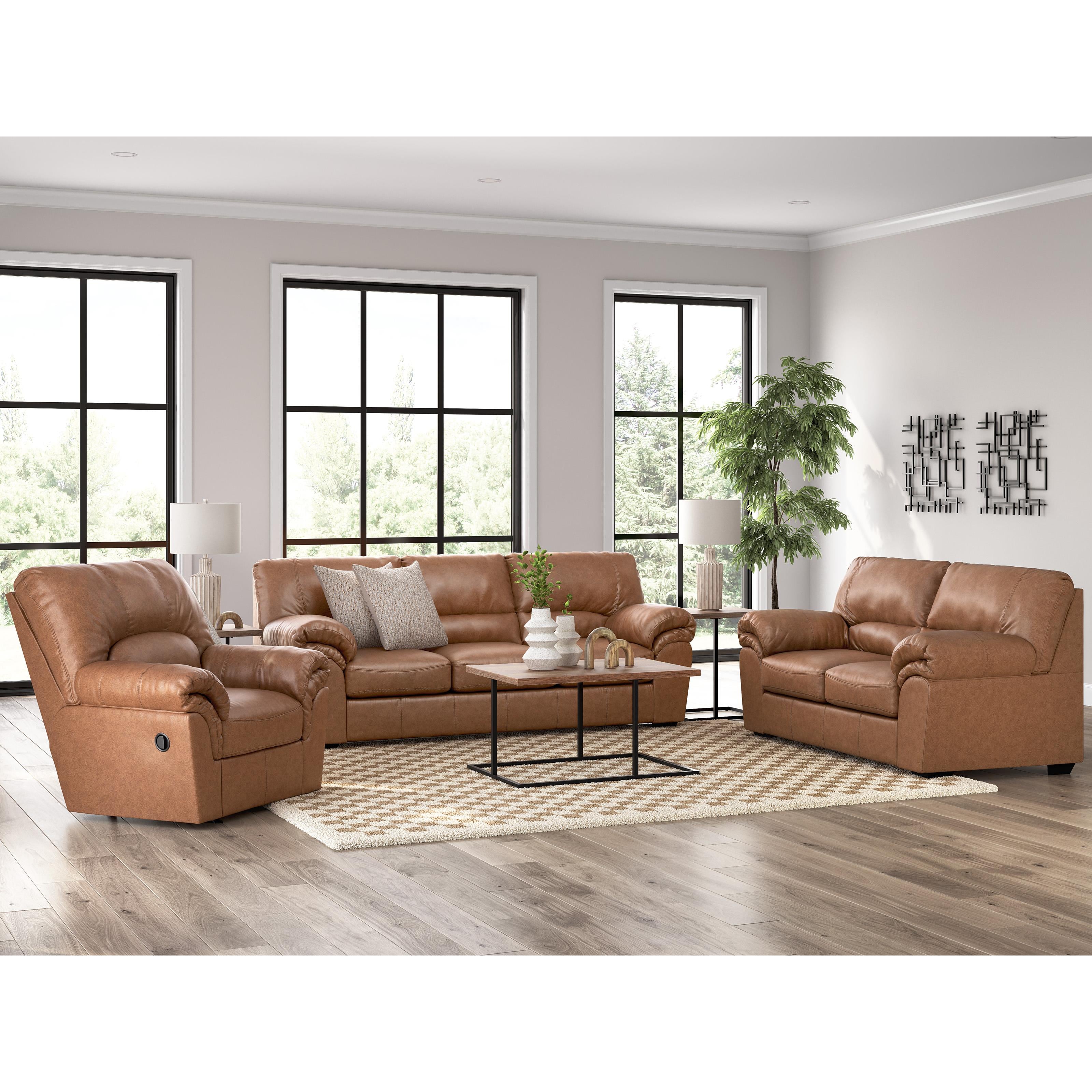  Manufacturer Color_Caramel --  Signature Design by Ashley WillowBend Stationary Leather Look Loveseat IMAGE 10