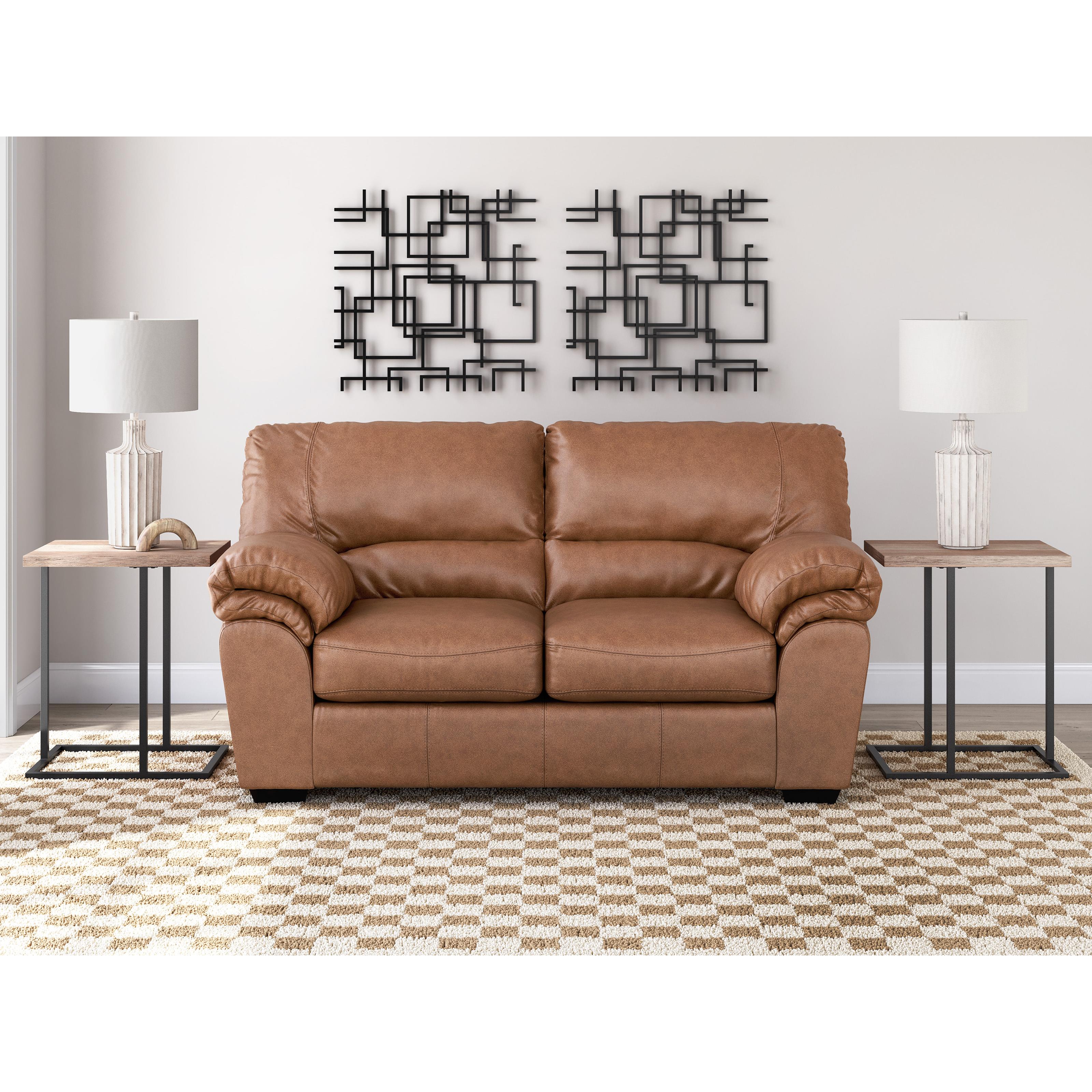  Manufacturer Color_Caramel --  Signature Design by Ashley WillowBend Stationary Leather Look Loveseat IMAGE 5