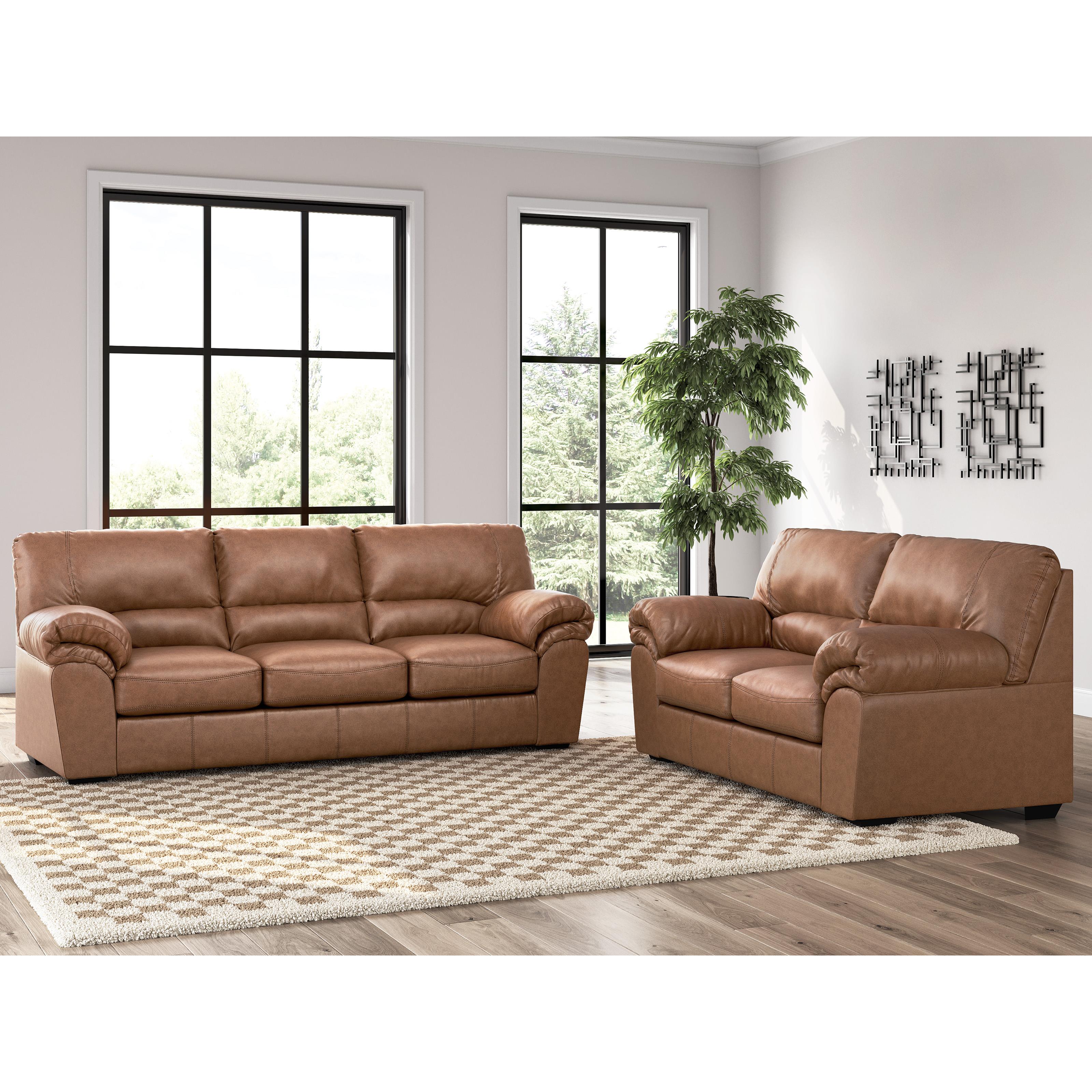  Manufacturer Color_Caramel --  Signature Design by Ashley WillowBend Stationary Leather Look Loveseat IMAGE 7
