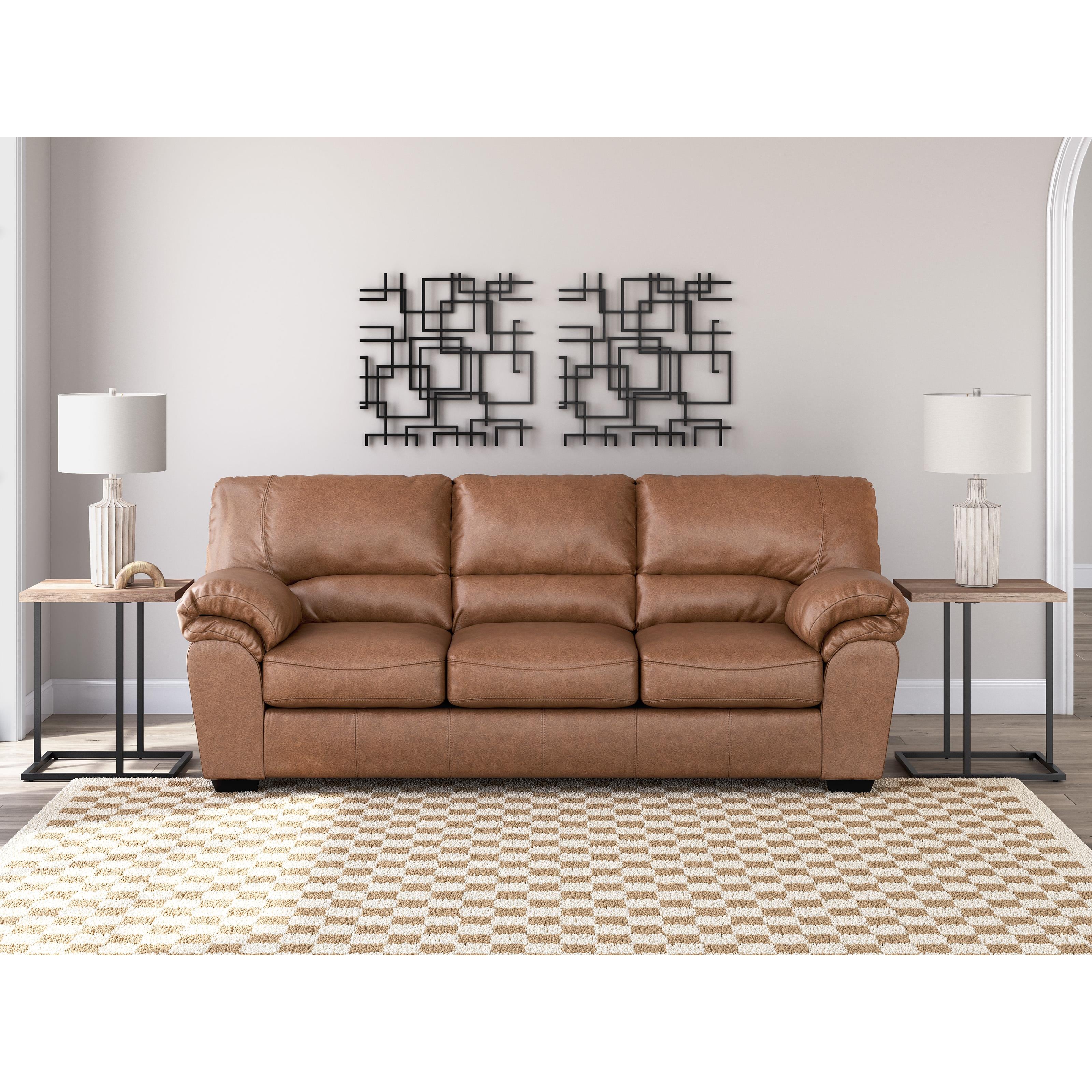  Manufacturer Color_Caramel --  Signature Design by Ashley WillowBend Stationary Leather Look Sofa IMAGE 5