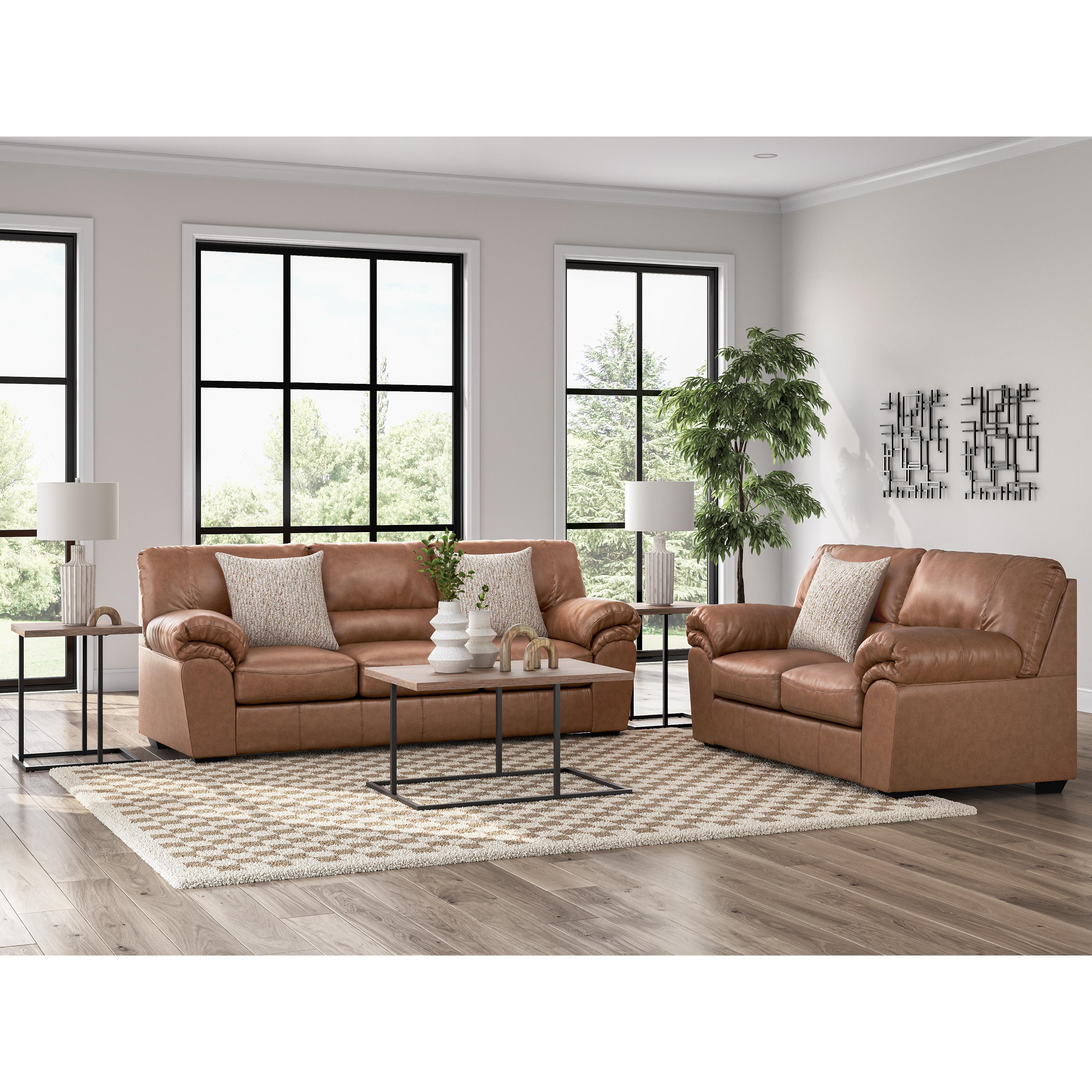  Manufacturer Color_Caramel --  Signature Design by Ashley WillowBend Stationary Leather Look Sofa IMAGE 8