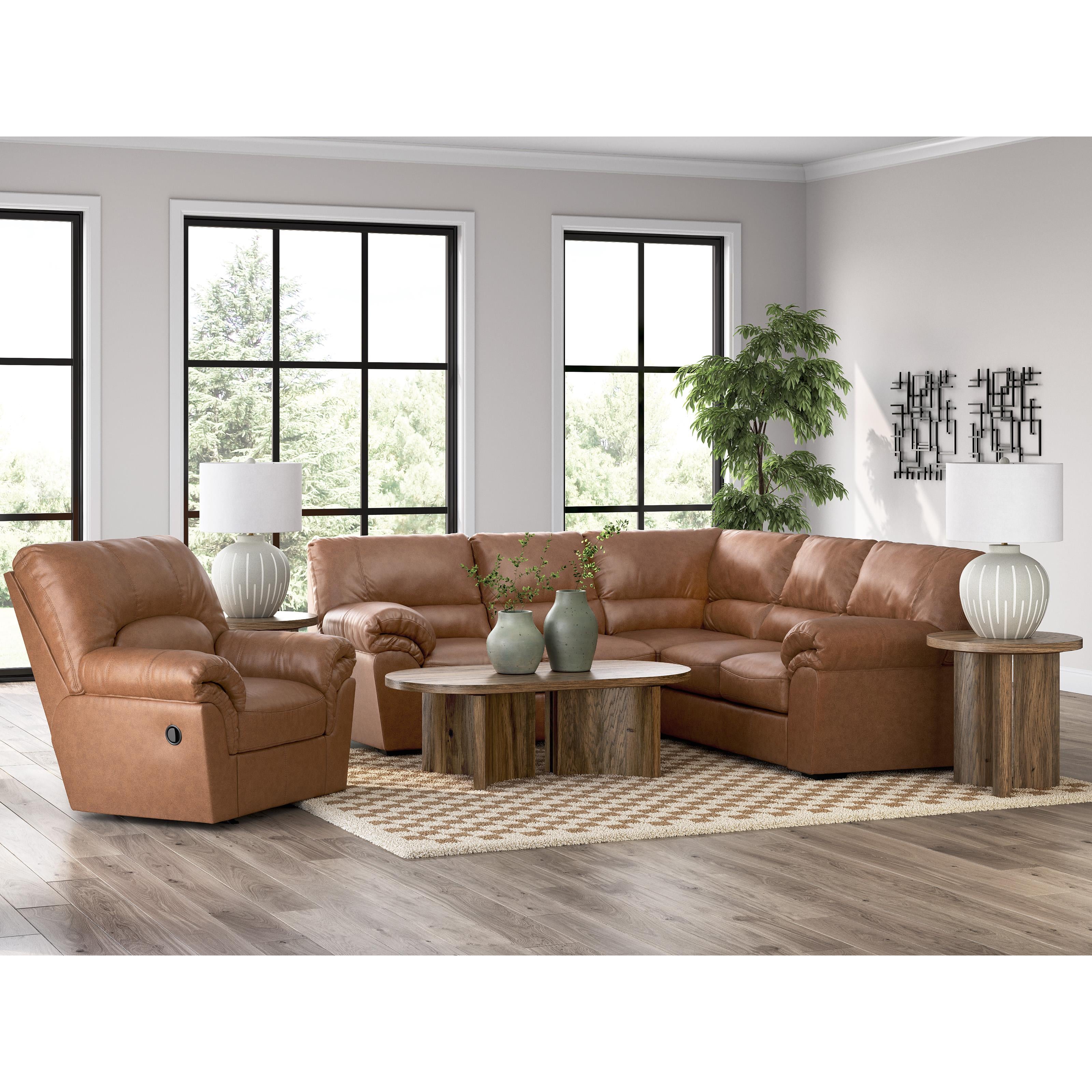  Manufacturer Color_Caramel --  Signature Design by Ashley WillowBend Leather Look 2 pc Sectional IMAGE 4