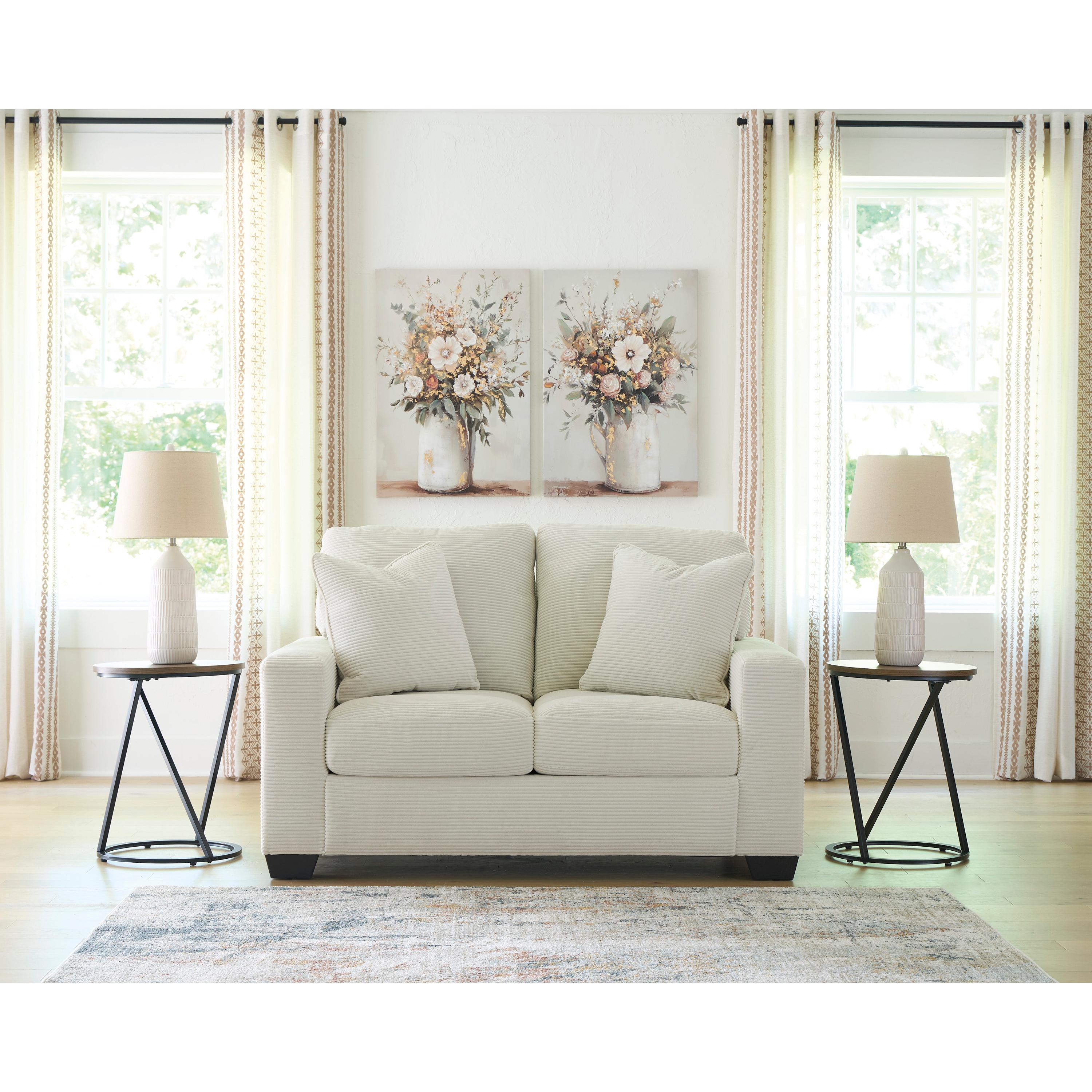  Manufacturer Color_Ivory --  Signature Design by Ashley Greenbriar Stationary Fabric Loveseat IMAGE 4