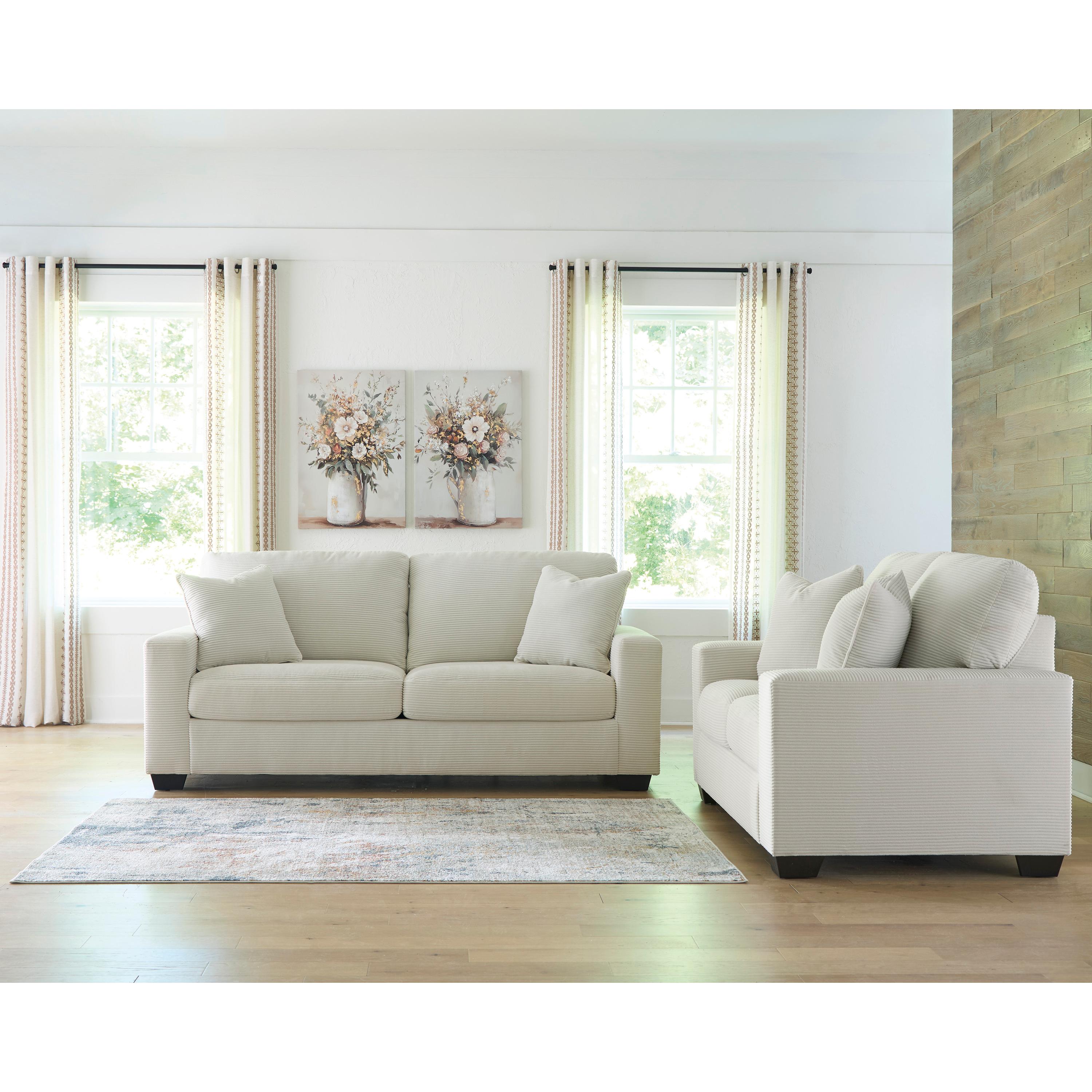  Manufacturer Color_Ivory --  Signature Design by Ashley Greenbriar Stationary Fabric Loveseat IMAGE 5