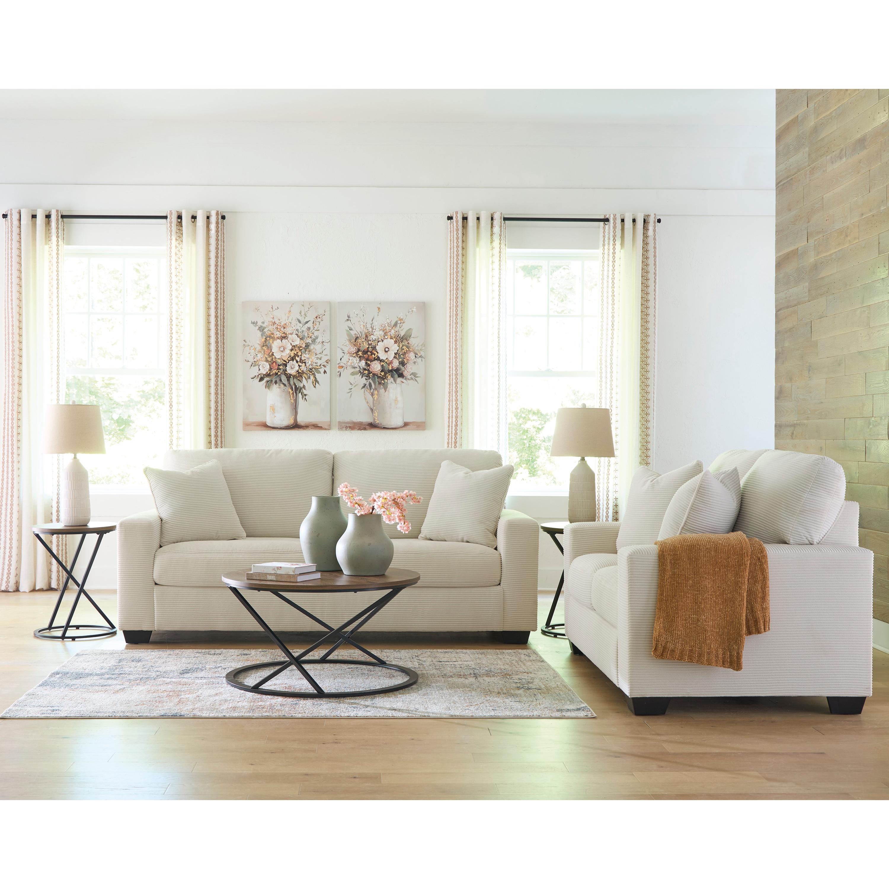  Manufacturer Color_Ivory --  Signature Design by Ashley Greenbriar Stationary Fabric Loveseat IMAGE 6