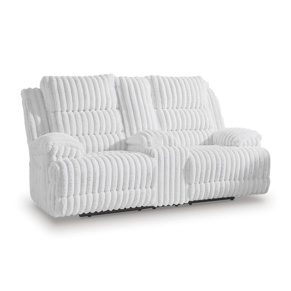 Signature Design by Ashley Falls Power Reclining Fabric Loveseat with Console