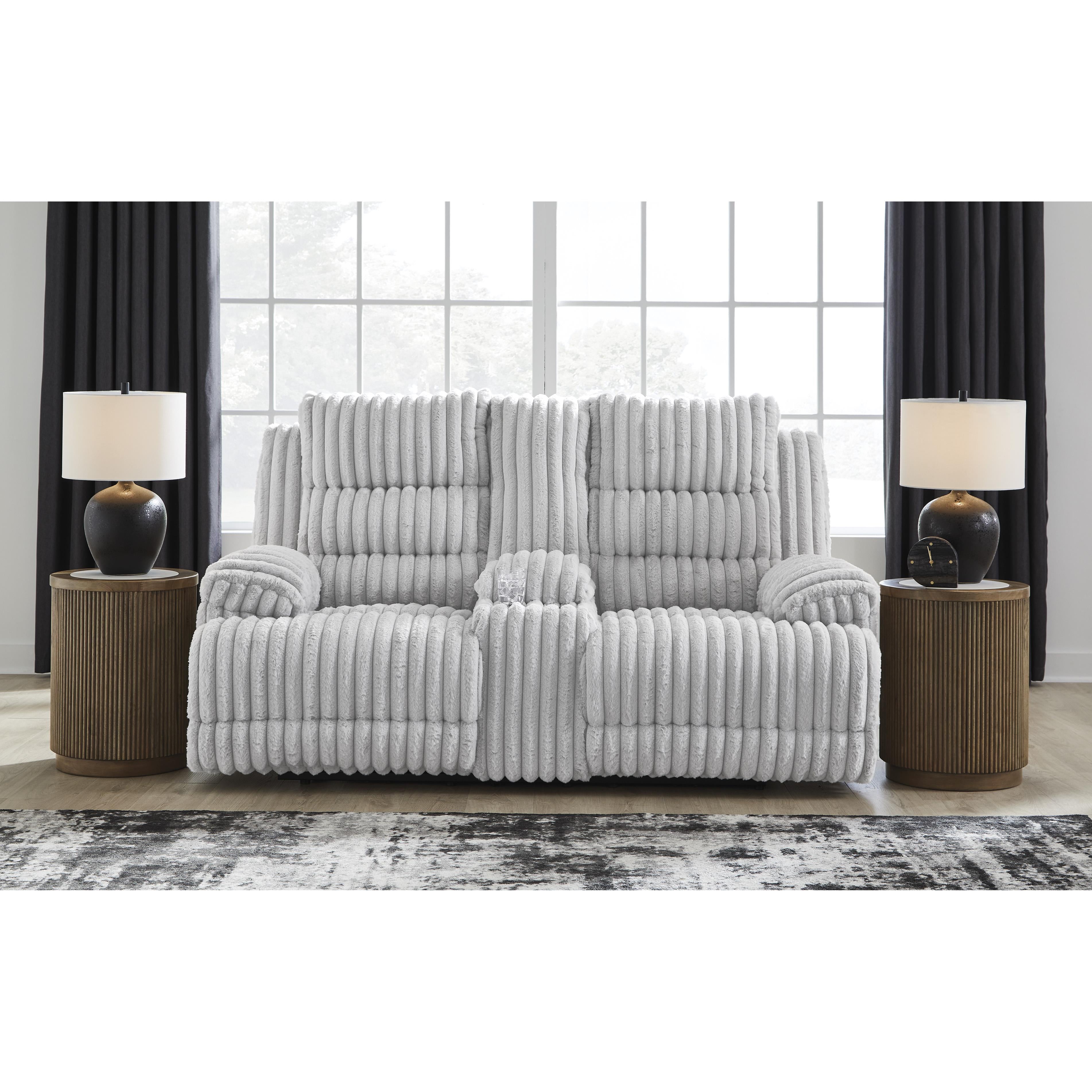  Manufacturer Color_Alloy --  Signature Design by Ashley Falls Power Reclining Fabric Loveseat with Console IMAGE 5