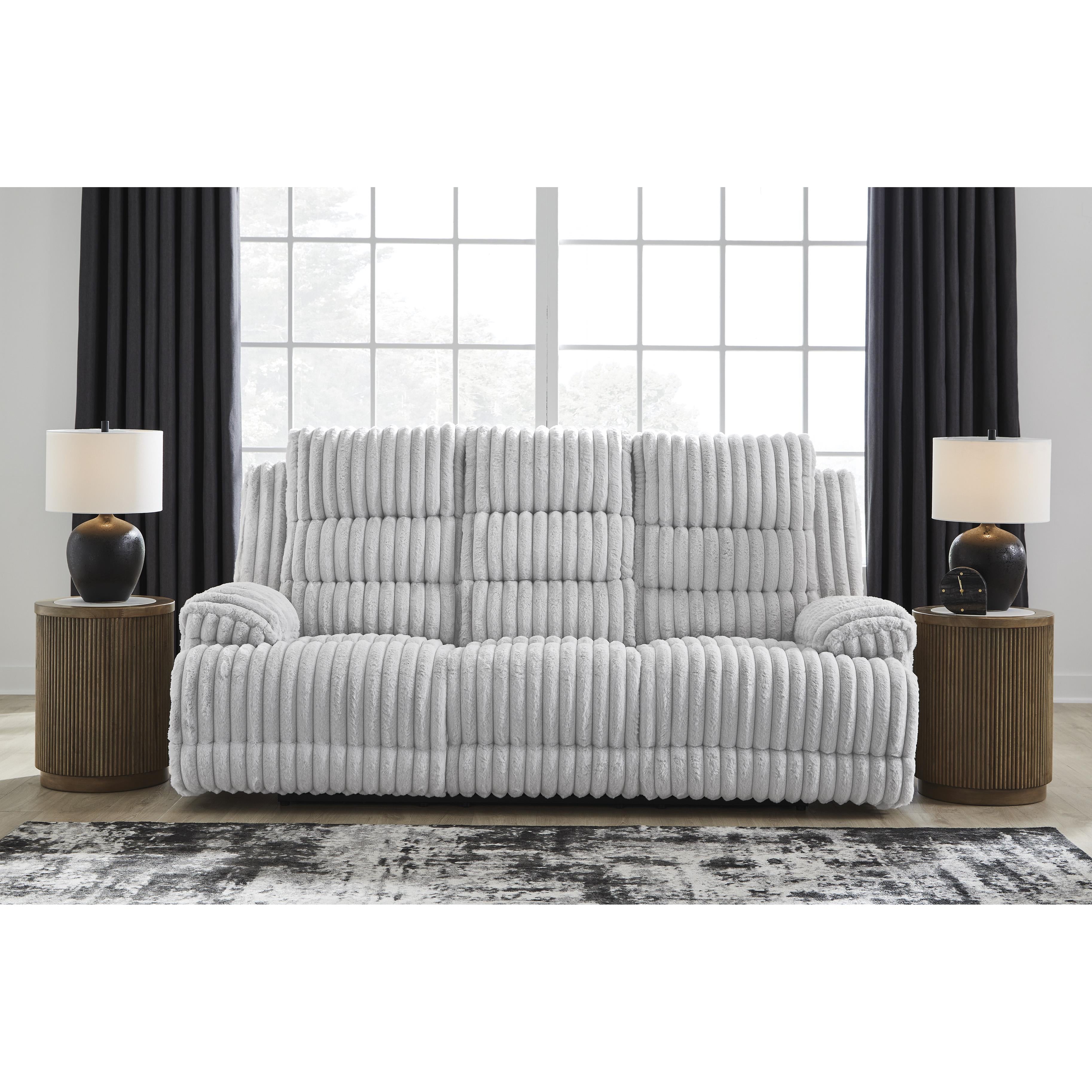  Manufacturer Color_Alloy --  Signature Design by Ashley Falls Power Reclining Fabric Sofa IMAGE 5