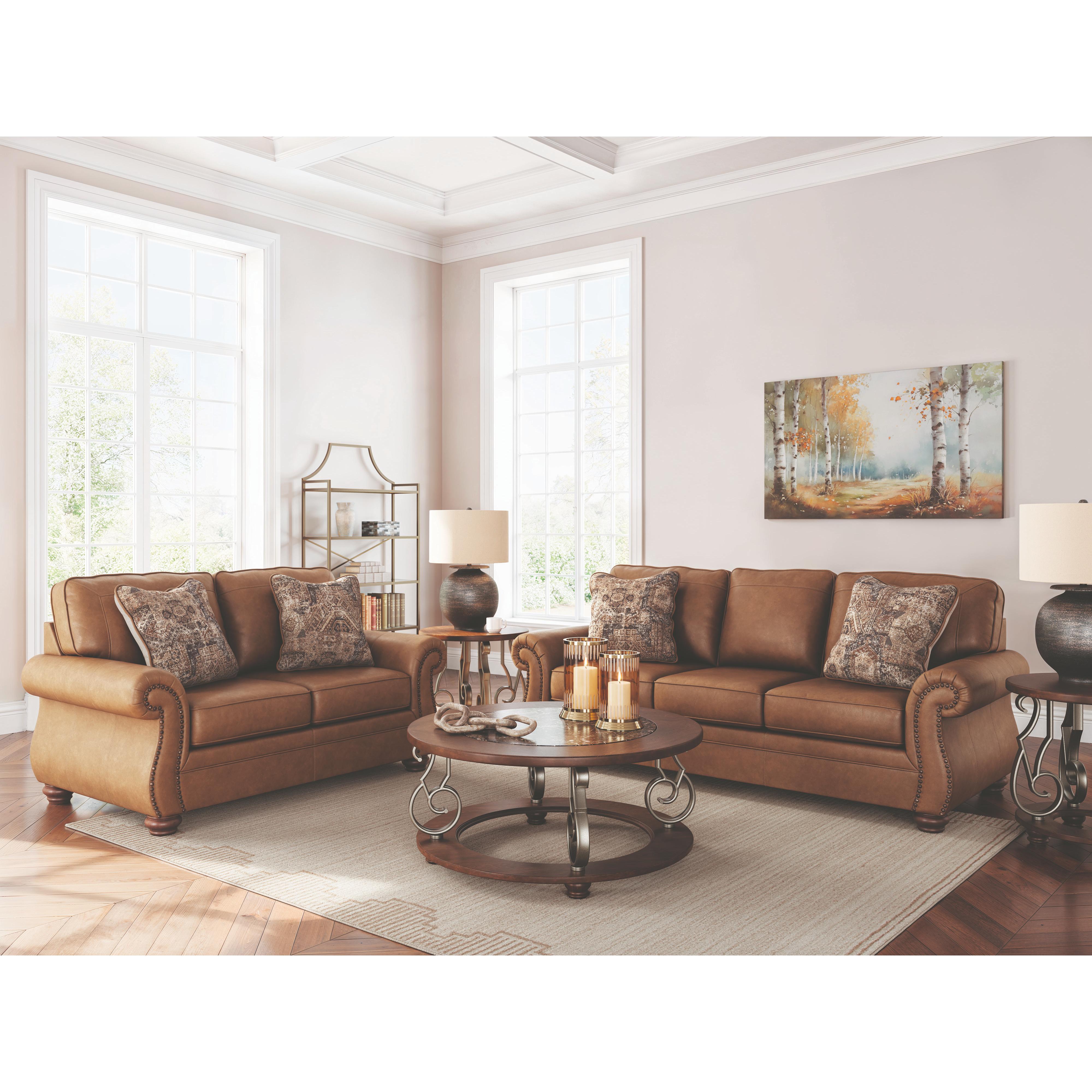 Manufacturer Color_Earth --  Signature Design by Ashley Chasemore Stationary Leather Look Sofa IMAGE 10