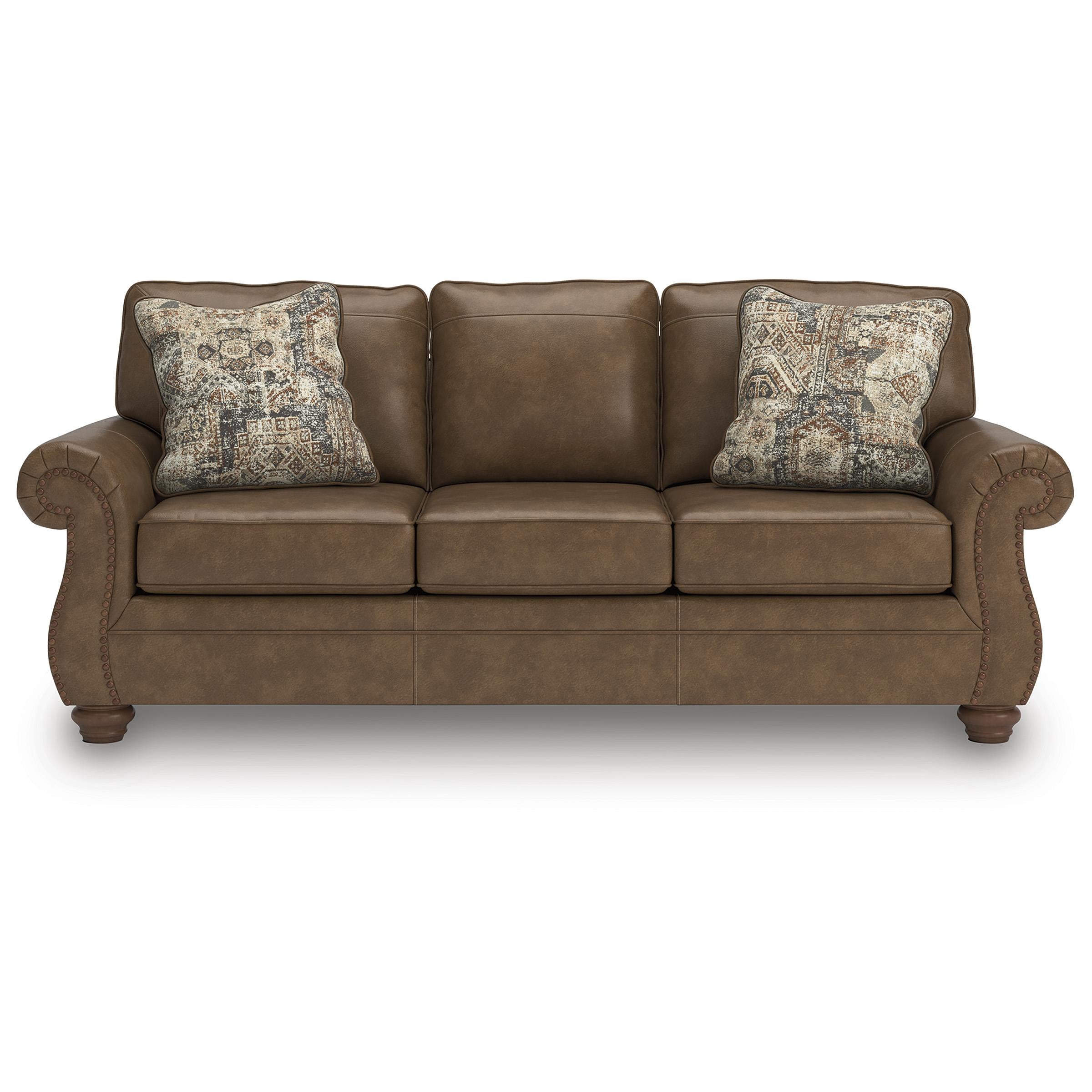  Manufacturer Color_Earth --  Signature Design by Ashley Chasemore Stationary Leather Look Sofa IMAGE 2