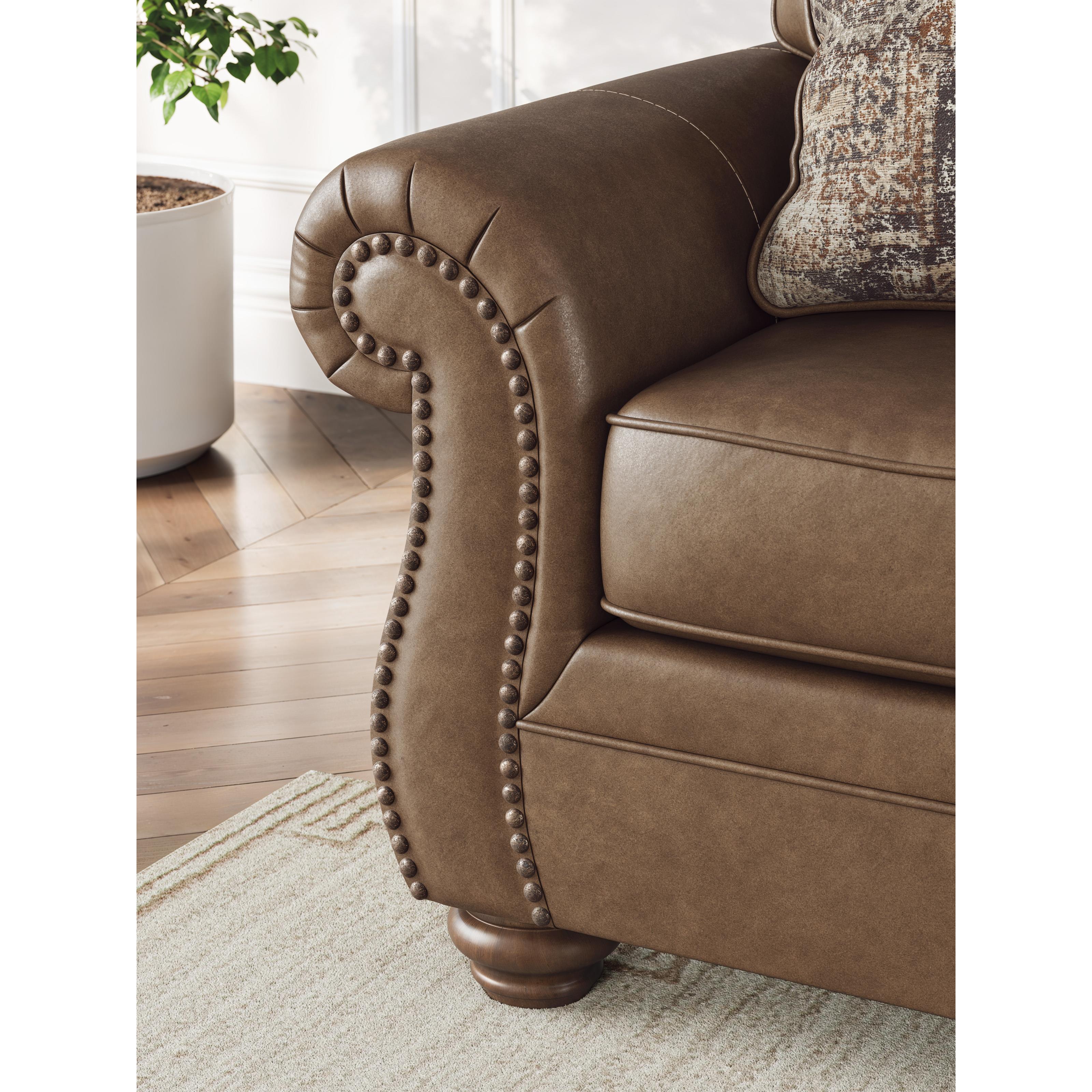  Manufacturer Color_Earth --  Signature Design by Ashley Chasemore Stationary Leather Look Sofa IMAGE 6