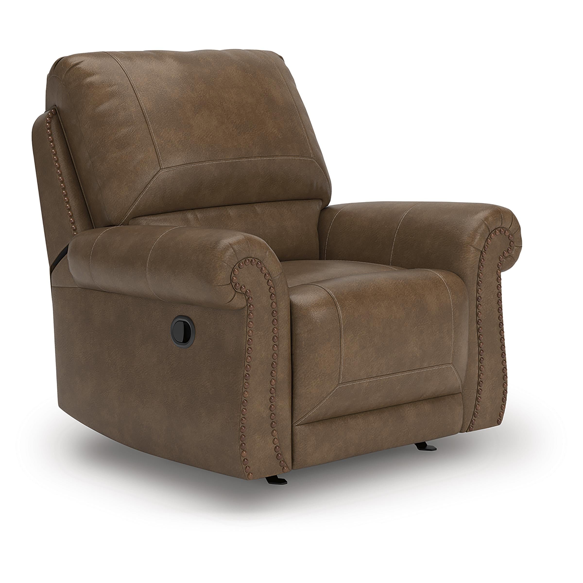  Manufacturer Color_Earth --  Signature Design by Ashley Chasemore Swivel Glider Leather Look Recliner IMAGE 1