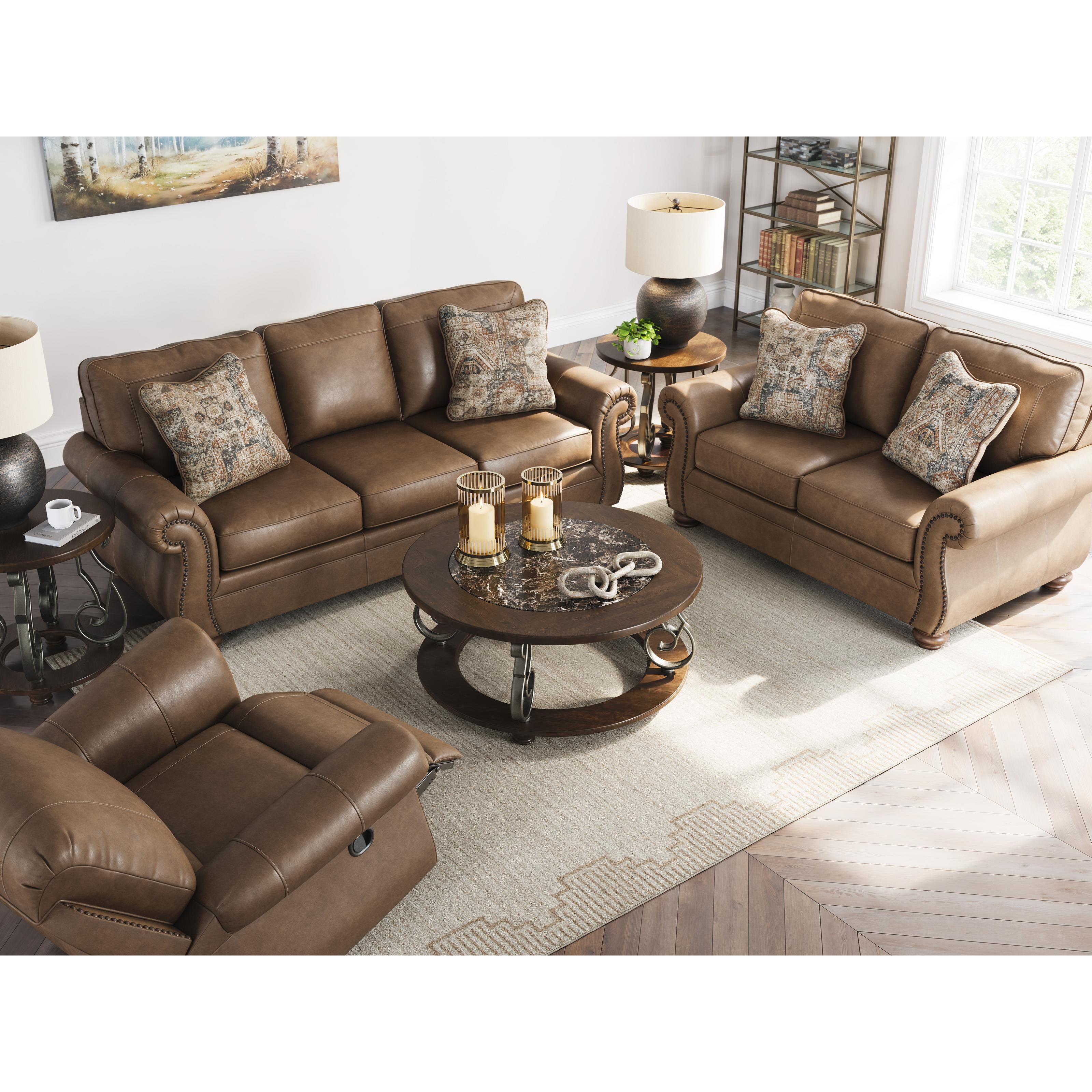  Manufacturer Color_Earth --  Signature Design by Ashley Chasemore Swivel Glider Leather Look Recliner IMAGE 10