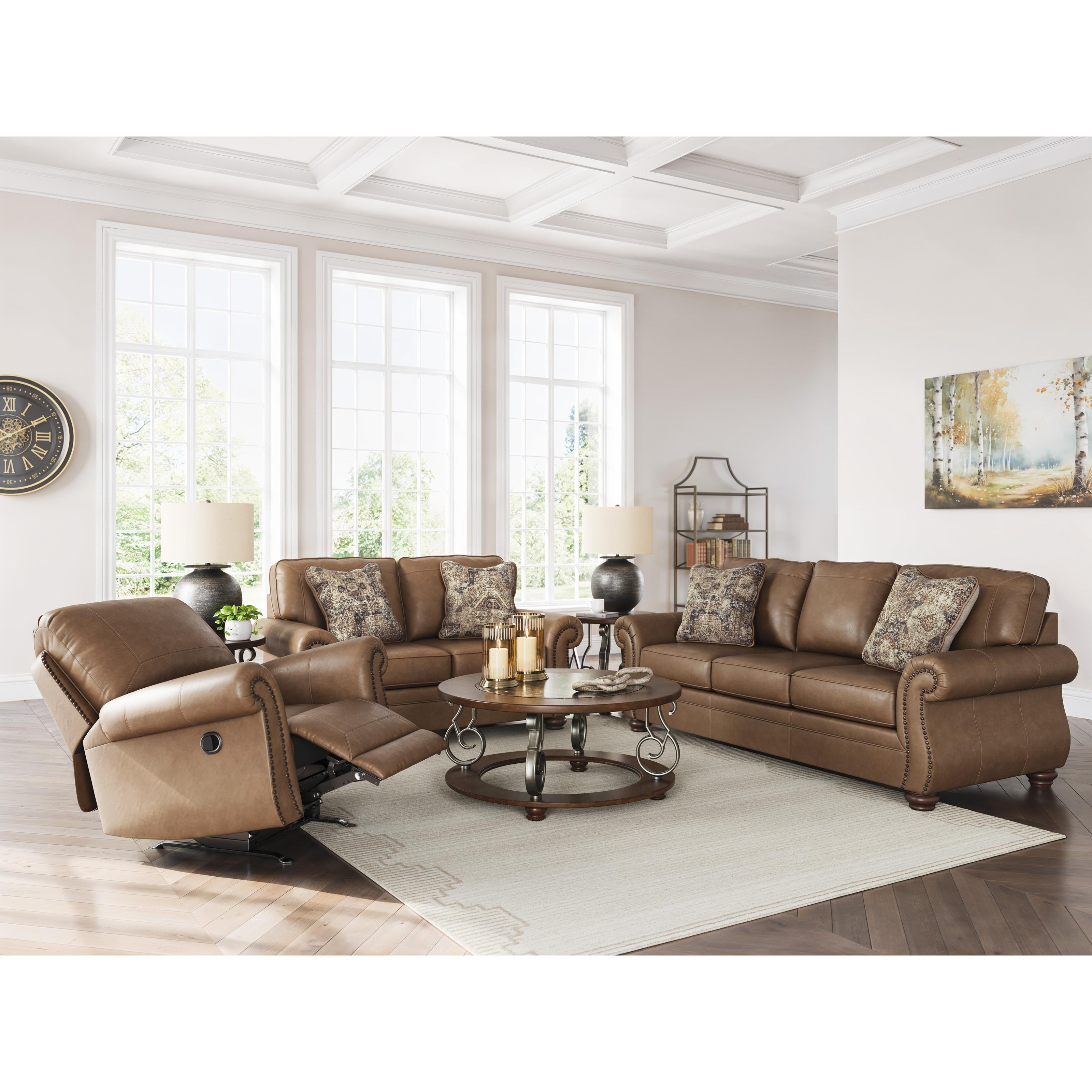  Manufacturer Color_Earth --  Signature Design by Ashley Chasemore Swivel Glider Leather Look Recliner IMAGE 14