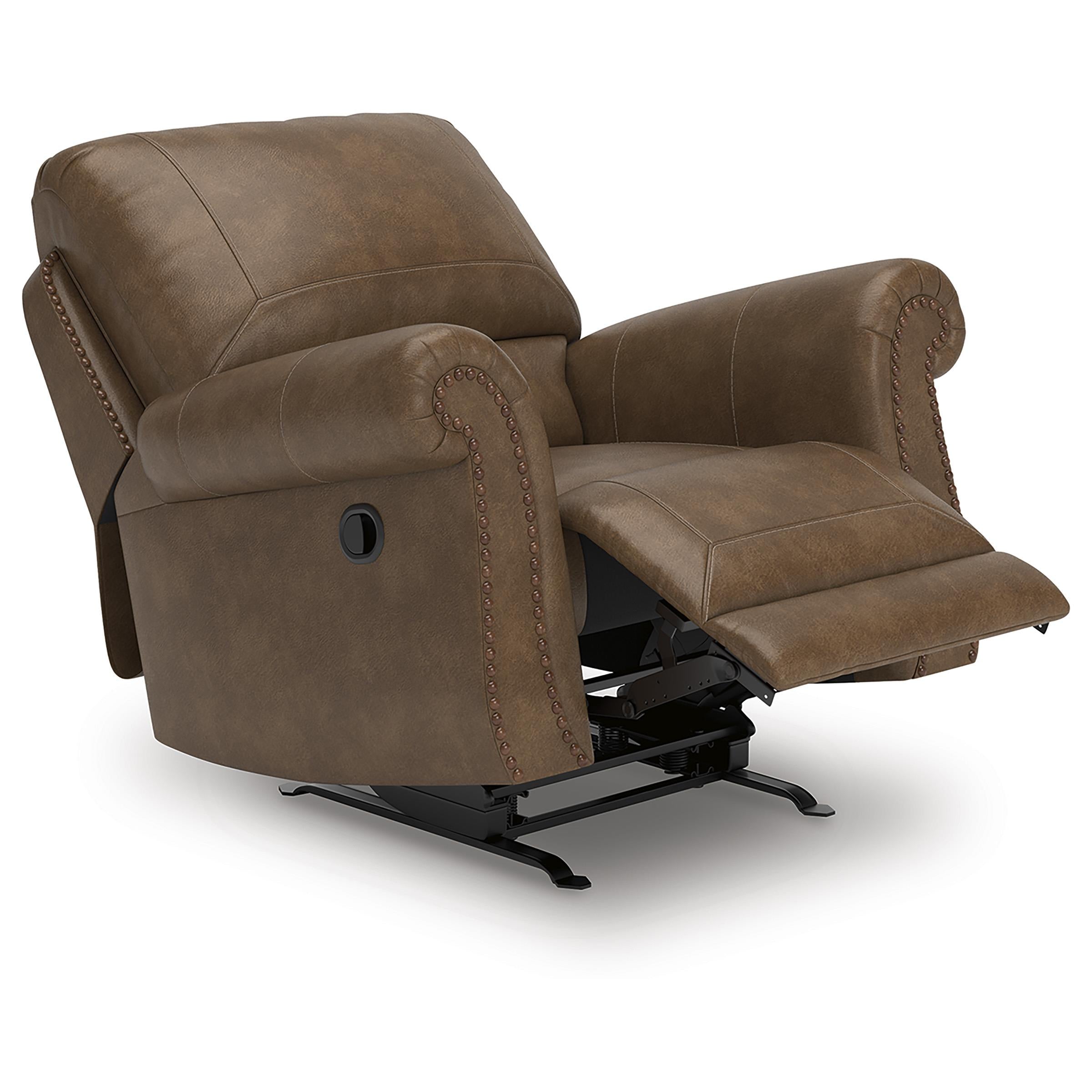  Manufacturer Color_Earth --  Signature Design by Ashley Chasemore Swivel Glider Leather Look Recliner IMAGE 2