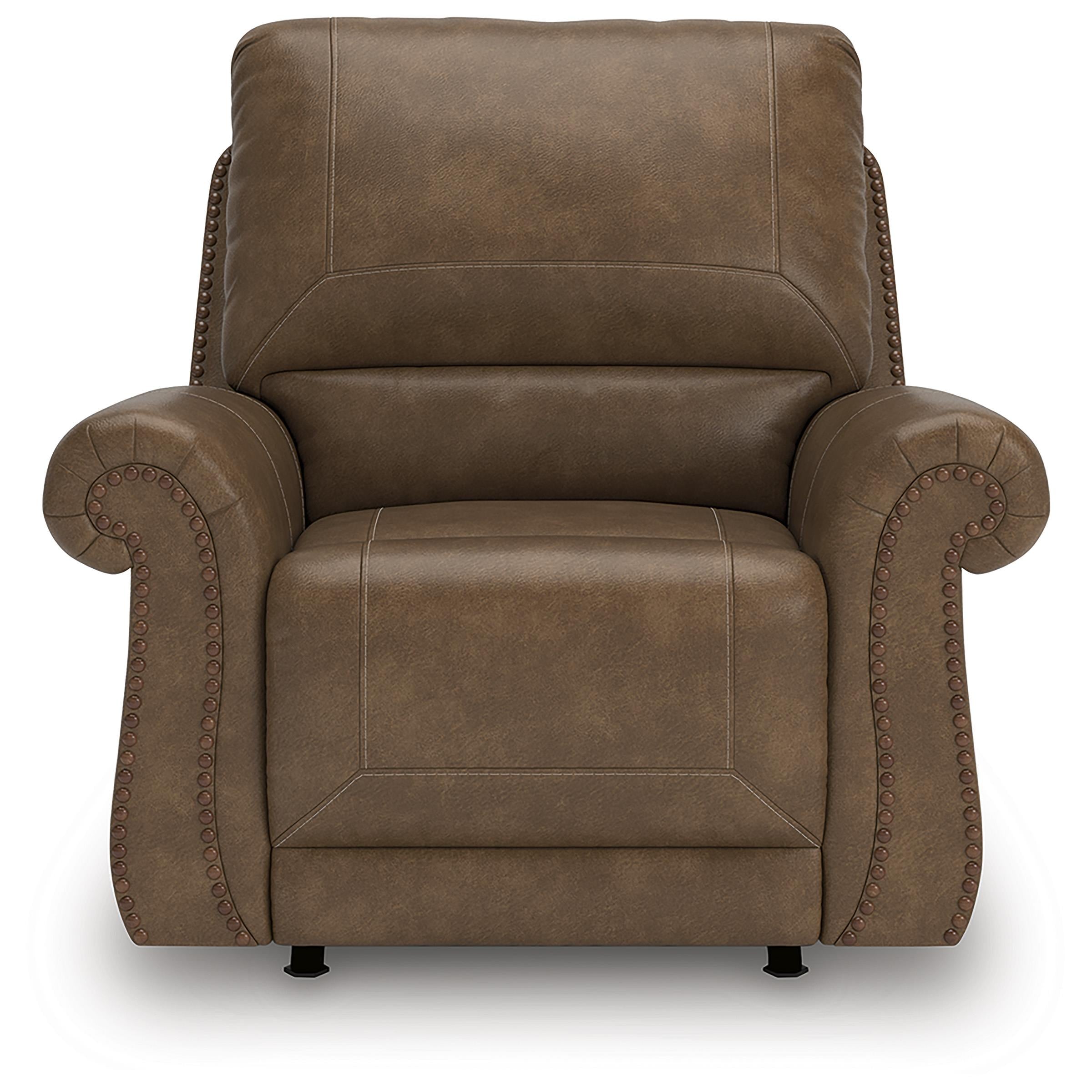  Manufacturer Color_Earth --  Signature Design by Ashley Chasemore Swivel Glider Leather Look Recliner IMAGE 3