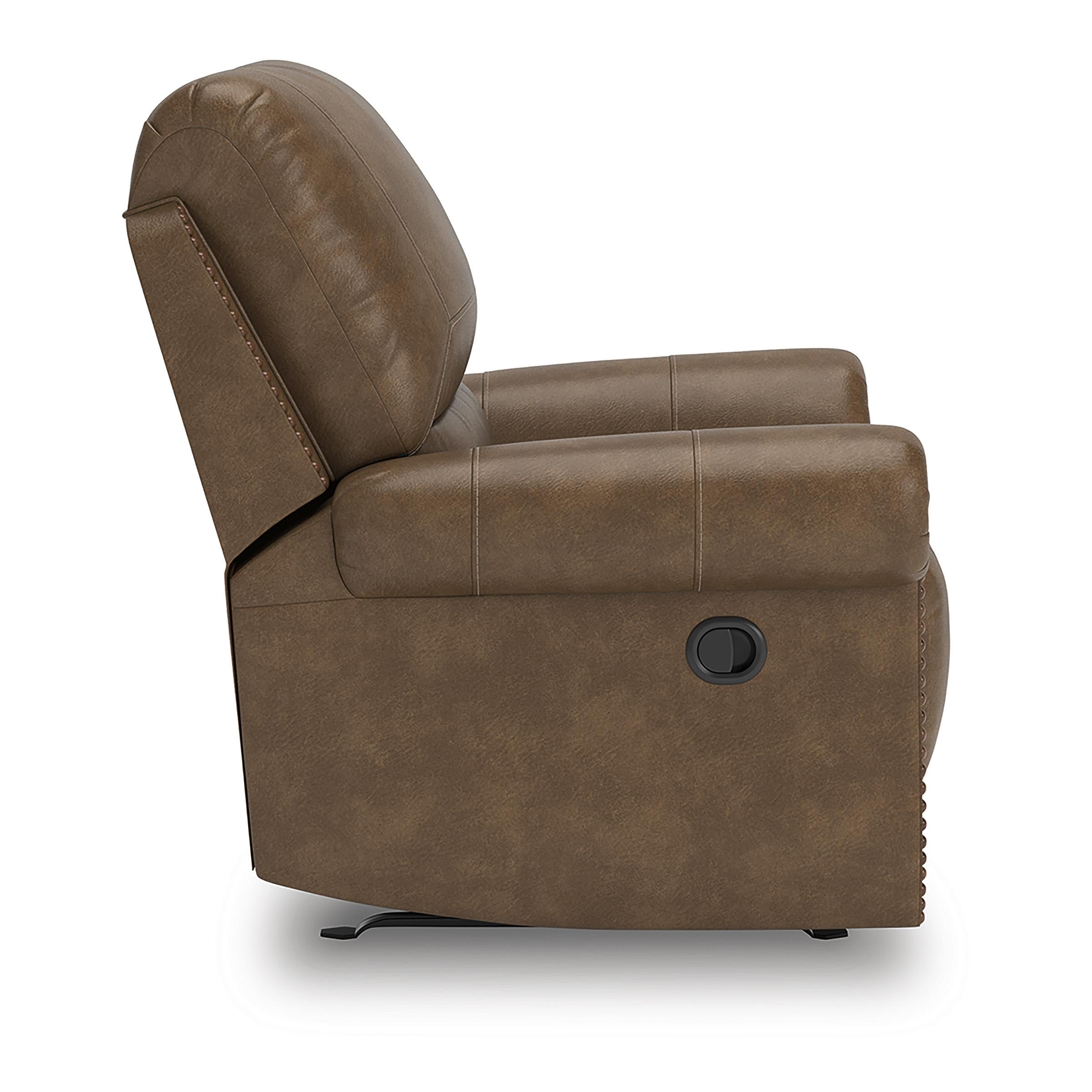  Manufacturer Color_Earth --  Signature Design by Ashley Chasemore Swivel Glider Leather Look Recliner IMAGE 4