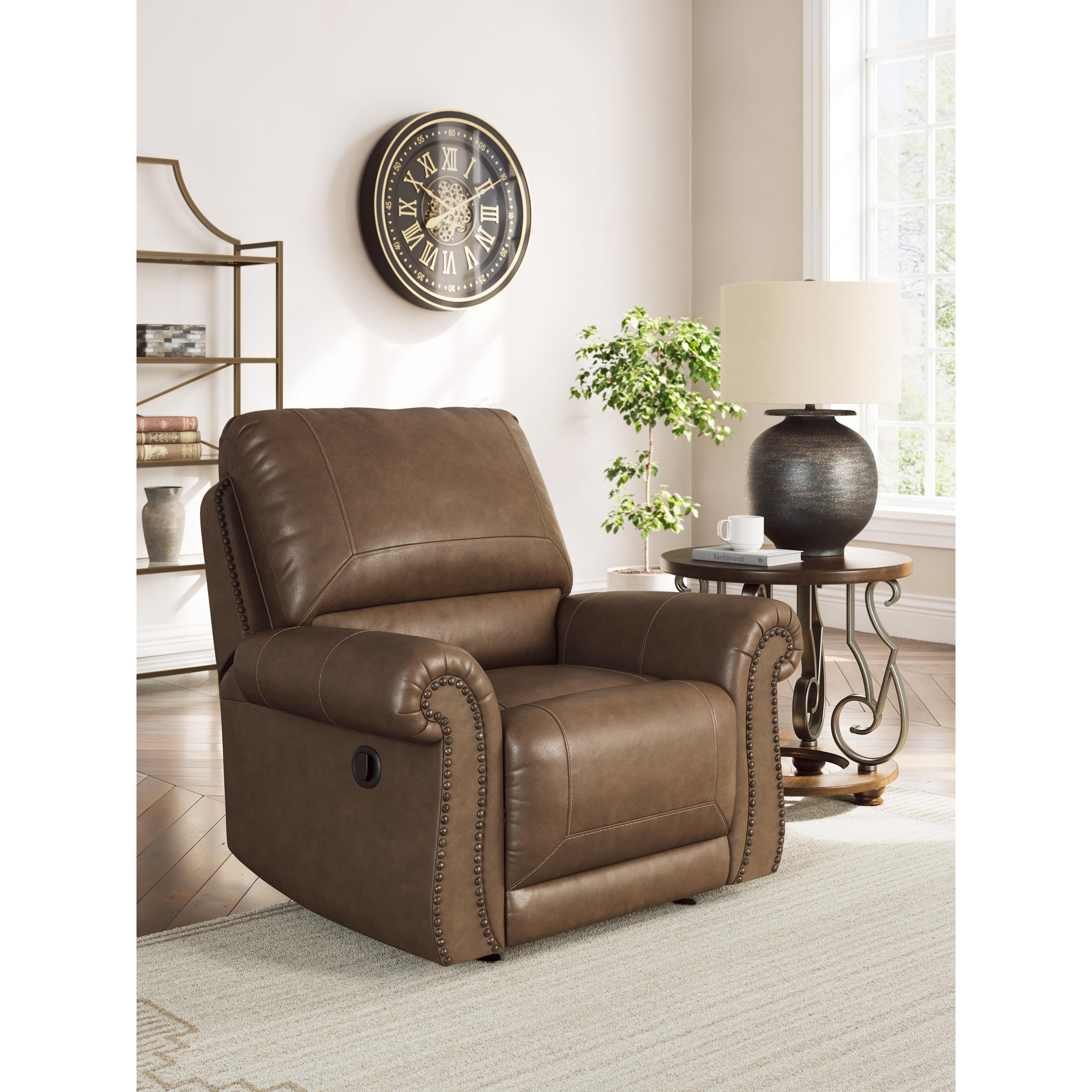  Manufacturer Color_Earth --  Signature Design by Ashley Chasemore Swivel Glider Leather Look Recliner IMAGE 7