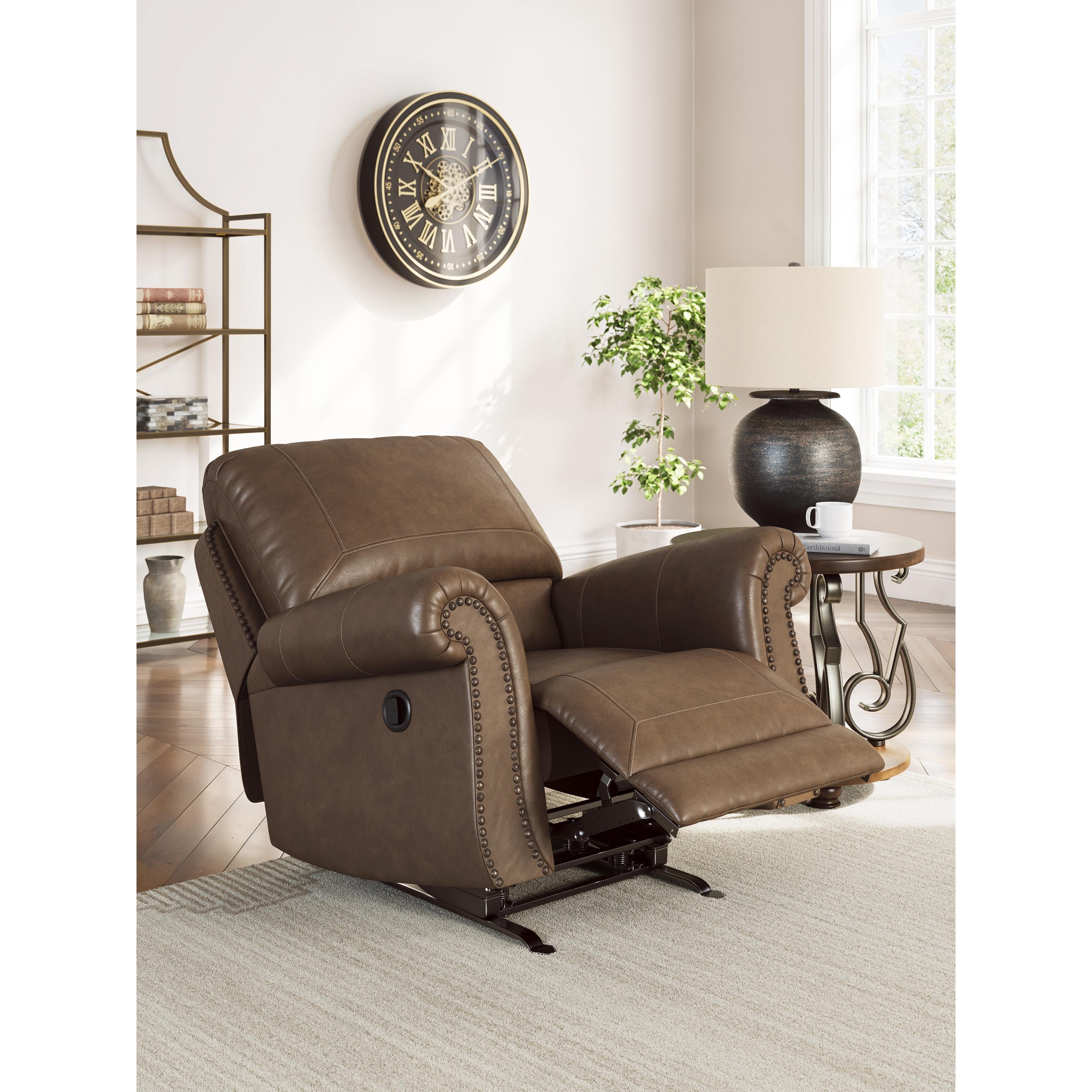  Manufacturer Color_Earth --  Signature Design by Ashley Chasemore Swivel Glider Leather Look Recliner IMAGE 8