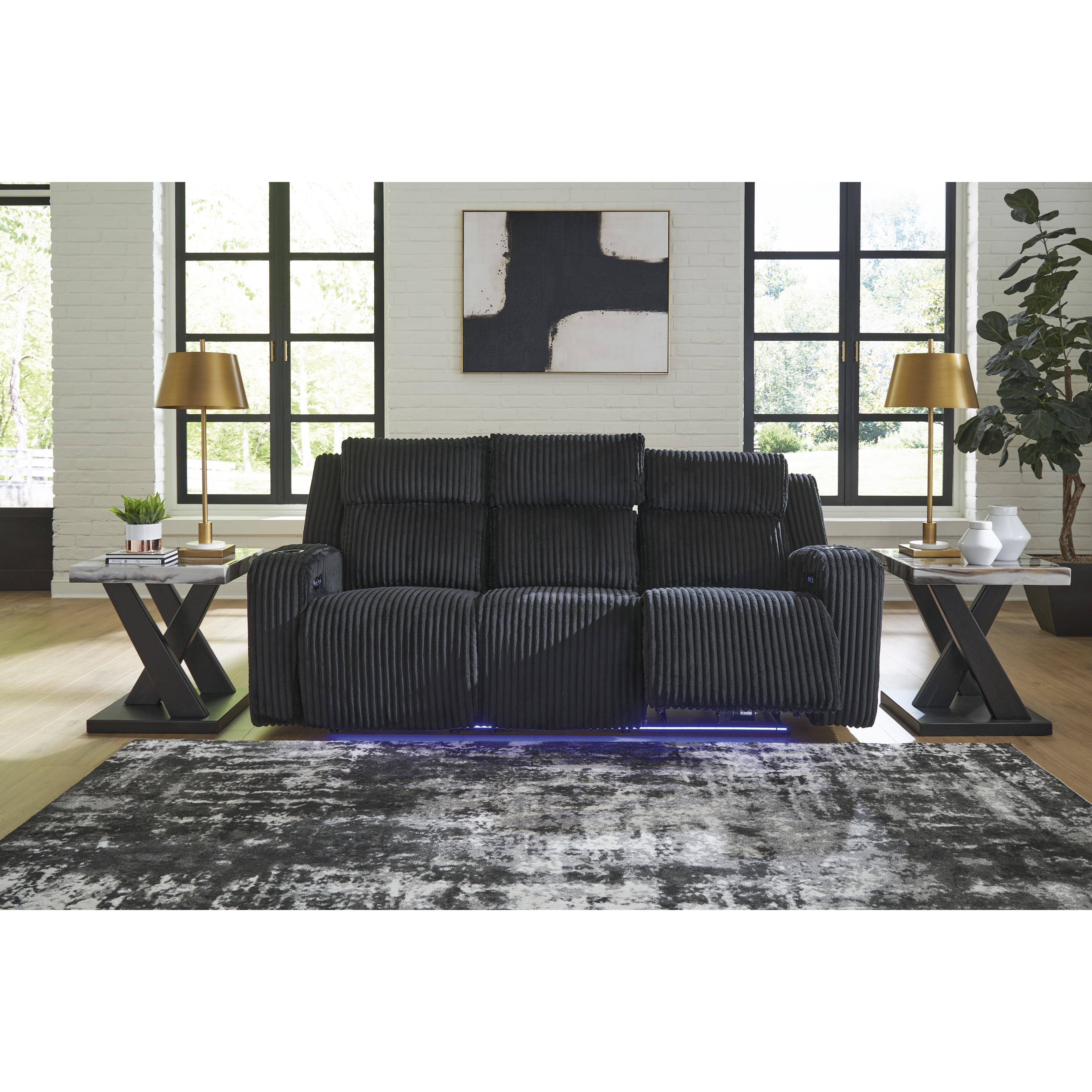  Manufacturer Color_Black --  Signature Design by Ashley Forest Lake Power Reclining Fabric Sofa IMAGE 5