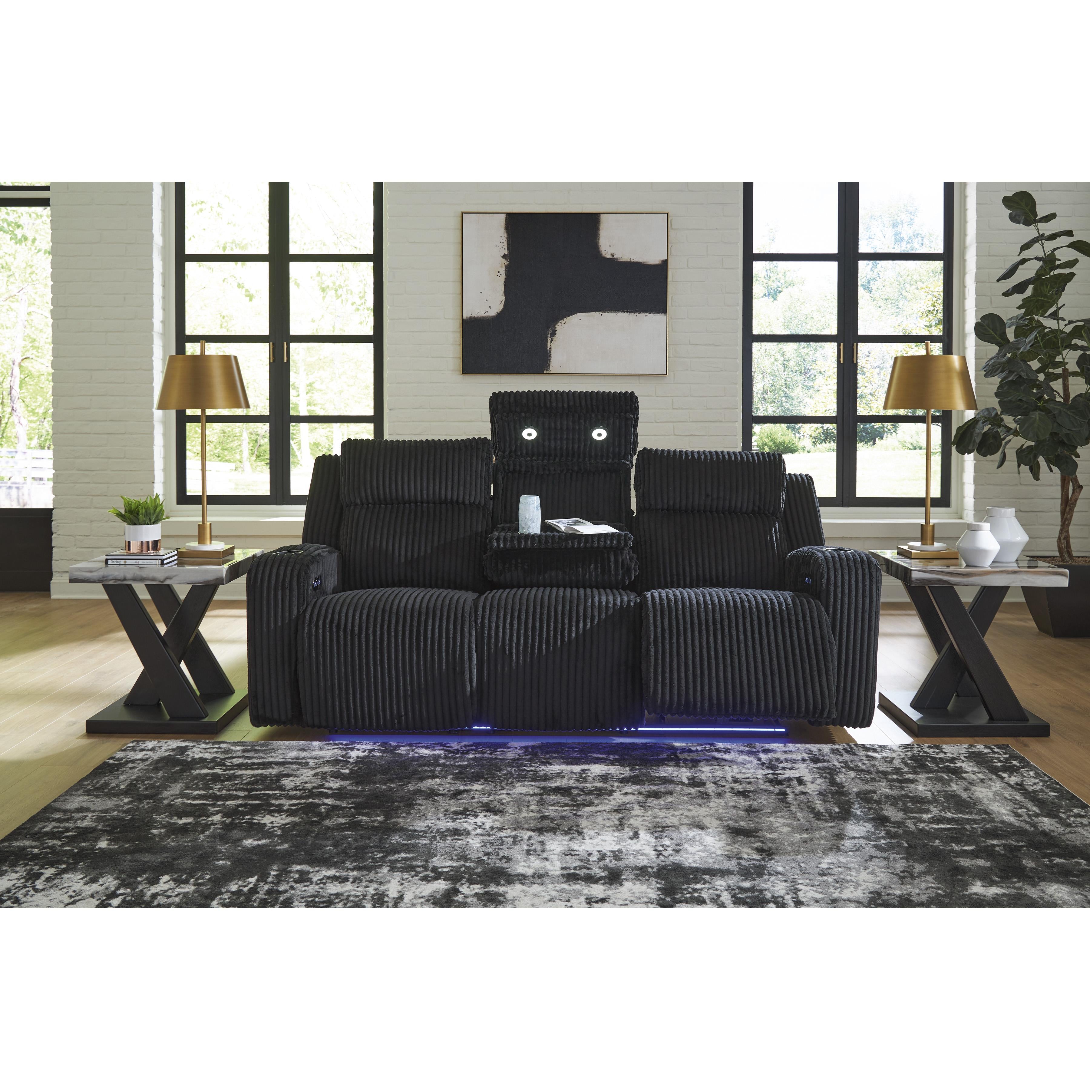  Manufacturer Color_Black --  Signature Design by Ashley Forest Lake Power Reclining Fabric Sofa IMAGE 6