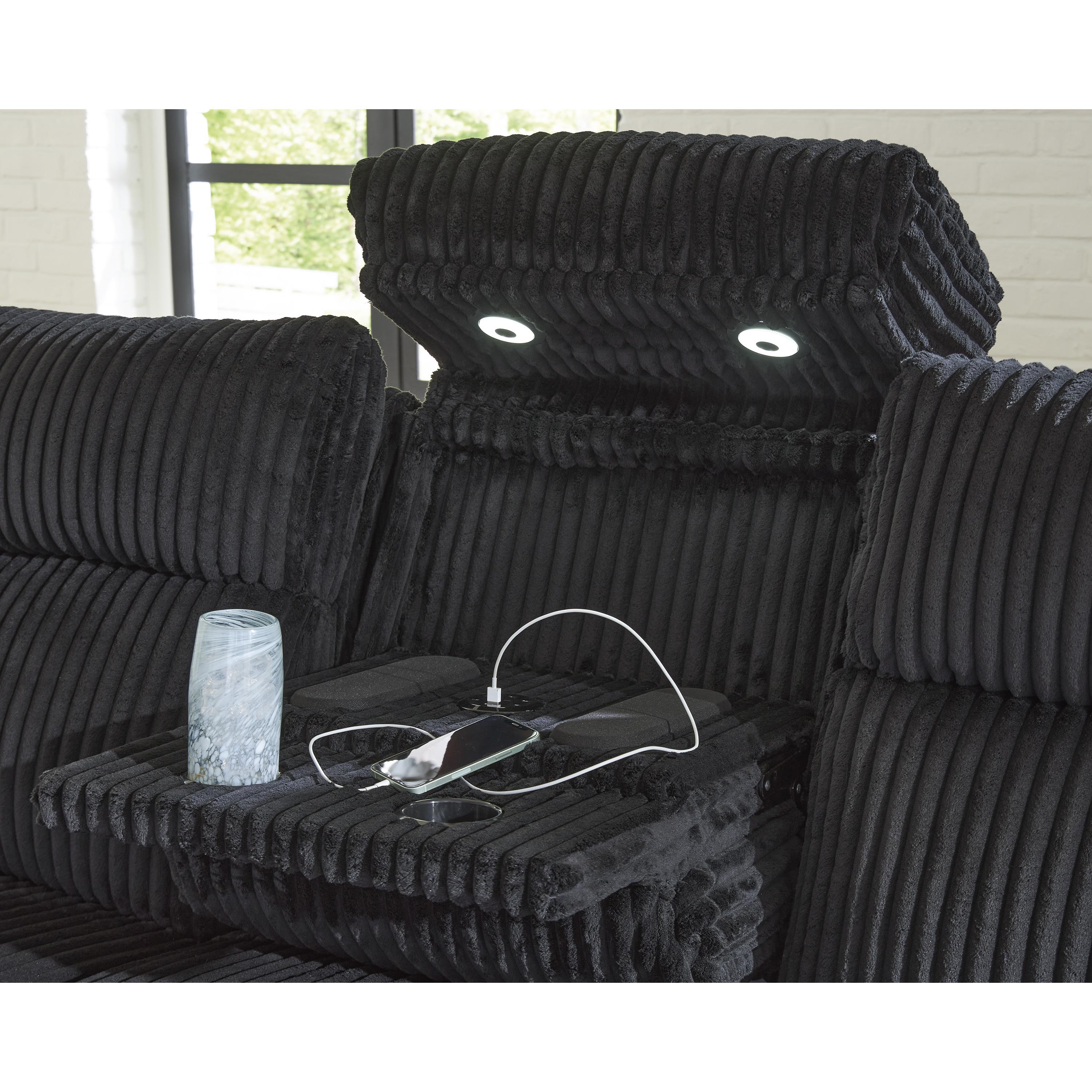  Manufacturer Color_Black --  Signature Design by Ashley Forest Lake Power Reclining Fabric Sofa IMAGE 7
