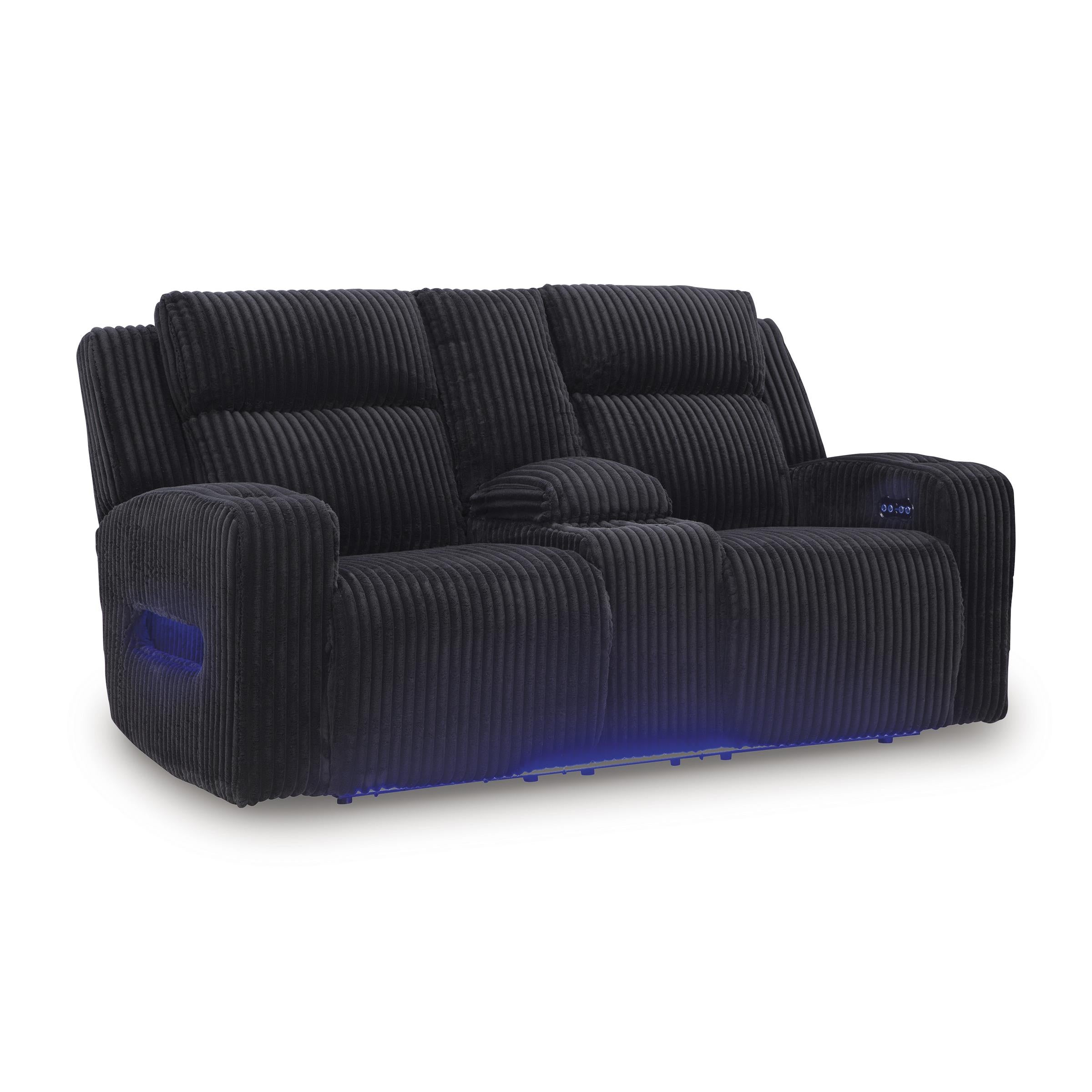  Manufacturer Color_Black --  Signature Design by Ashley Forest Lake Power Reclining Fabric Loveseat with Console IMAGE 1