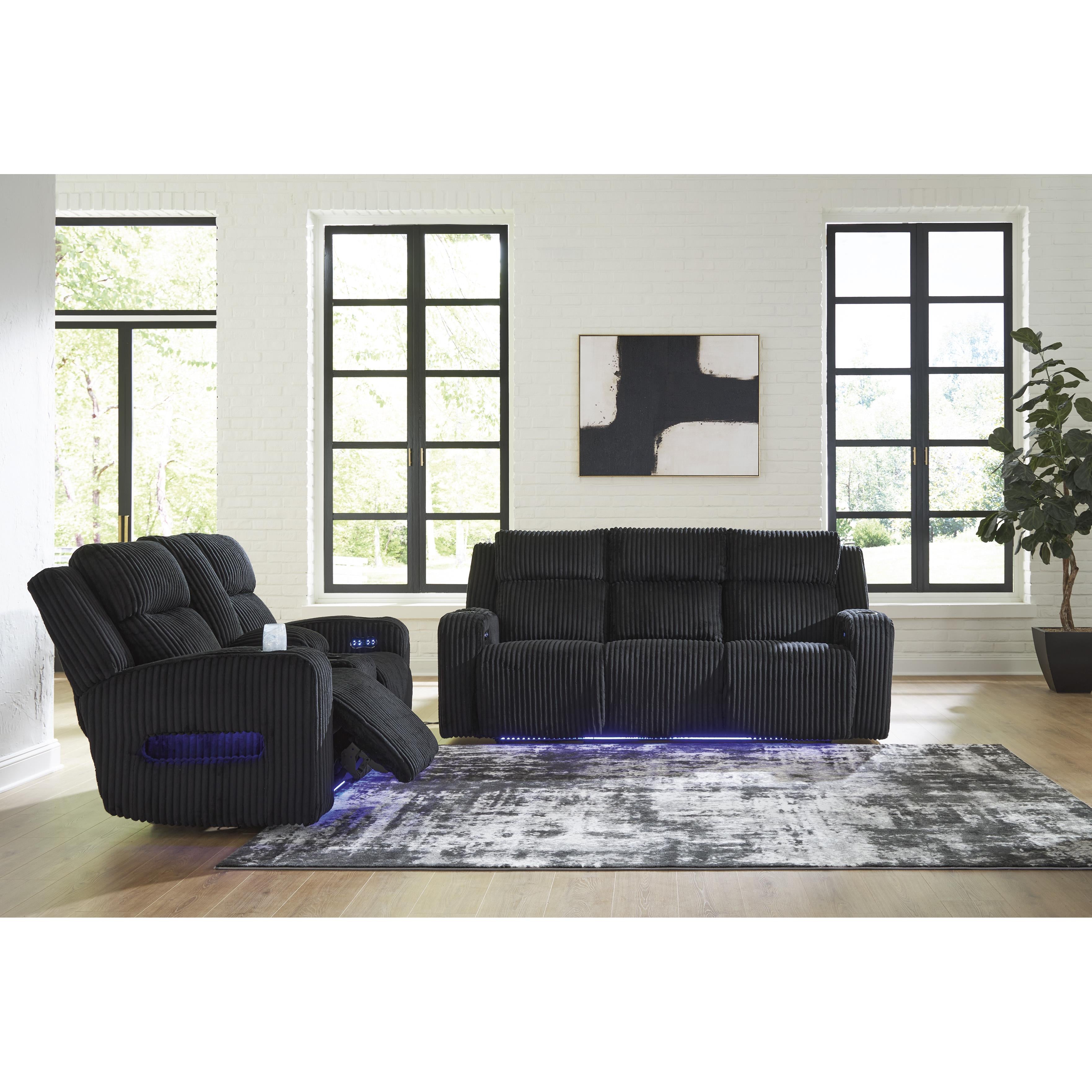  Manufacturer Color_Black --  Signature Design by Ashley Forest Lake Power Reclining Fabric Loveseat with Console IMAGE 10