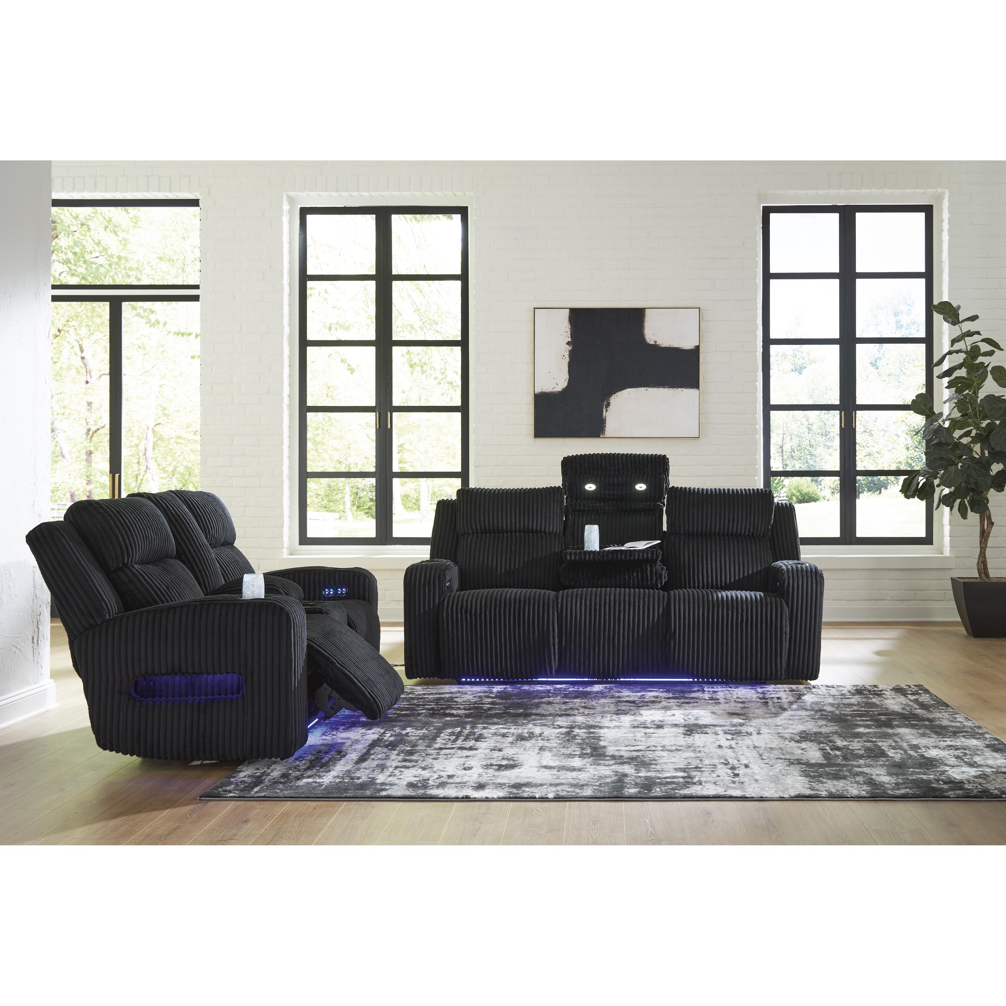  Manufacturer Color_Black --  Signature Design by Ashley Forest Lake Power Reclining Fabric Loveseat with Console IMAGE 11