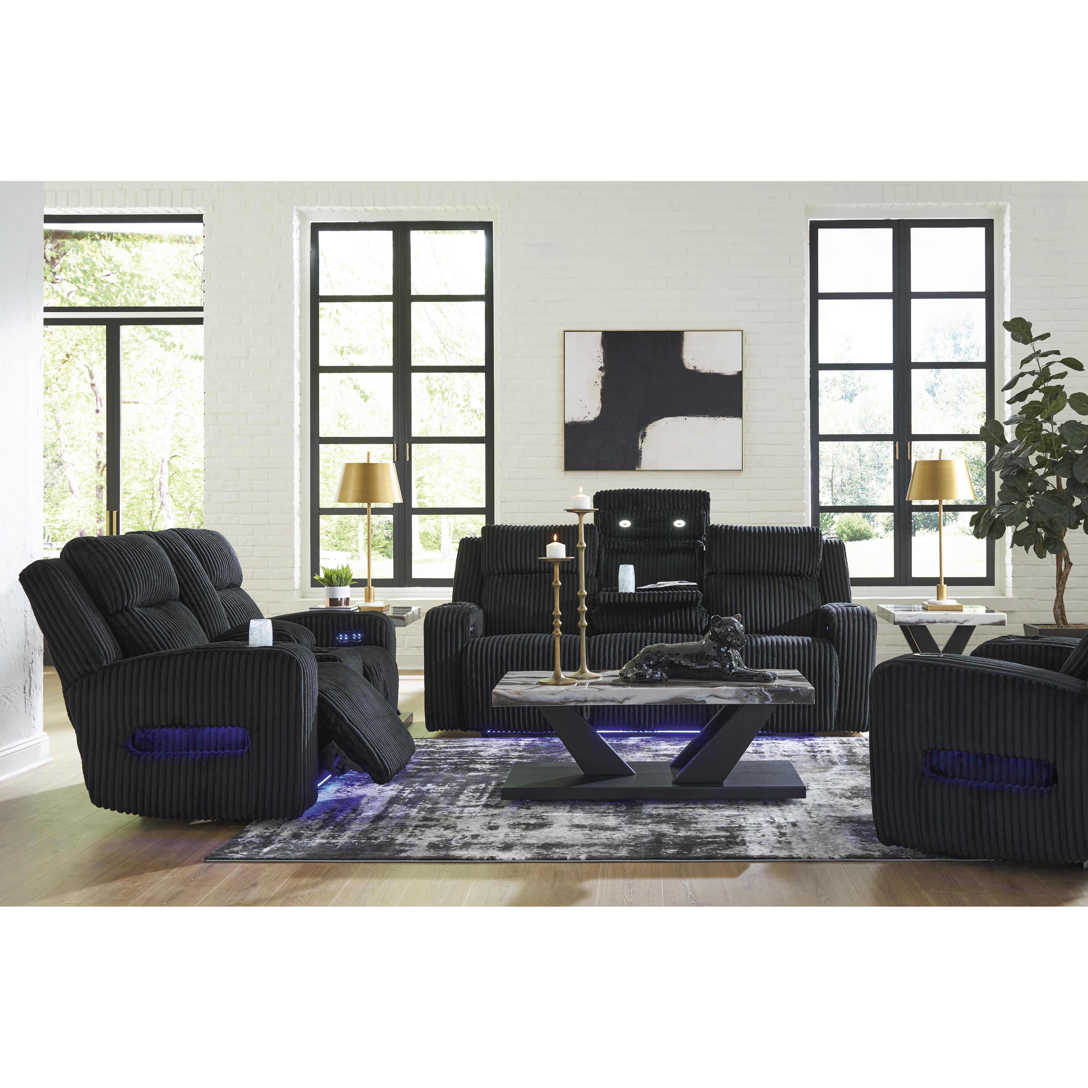  Manufacturer Color_Black --  Signature Design by Ashley Forest Lake Power Reclining Fabric Loveseat with Console IMAGE 19