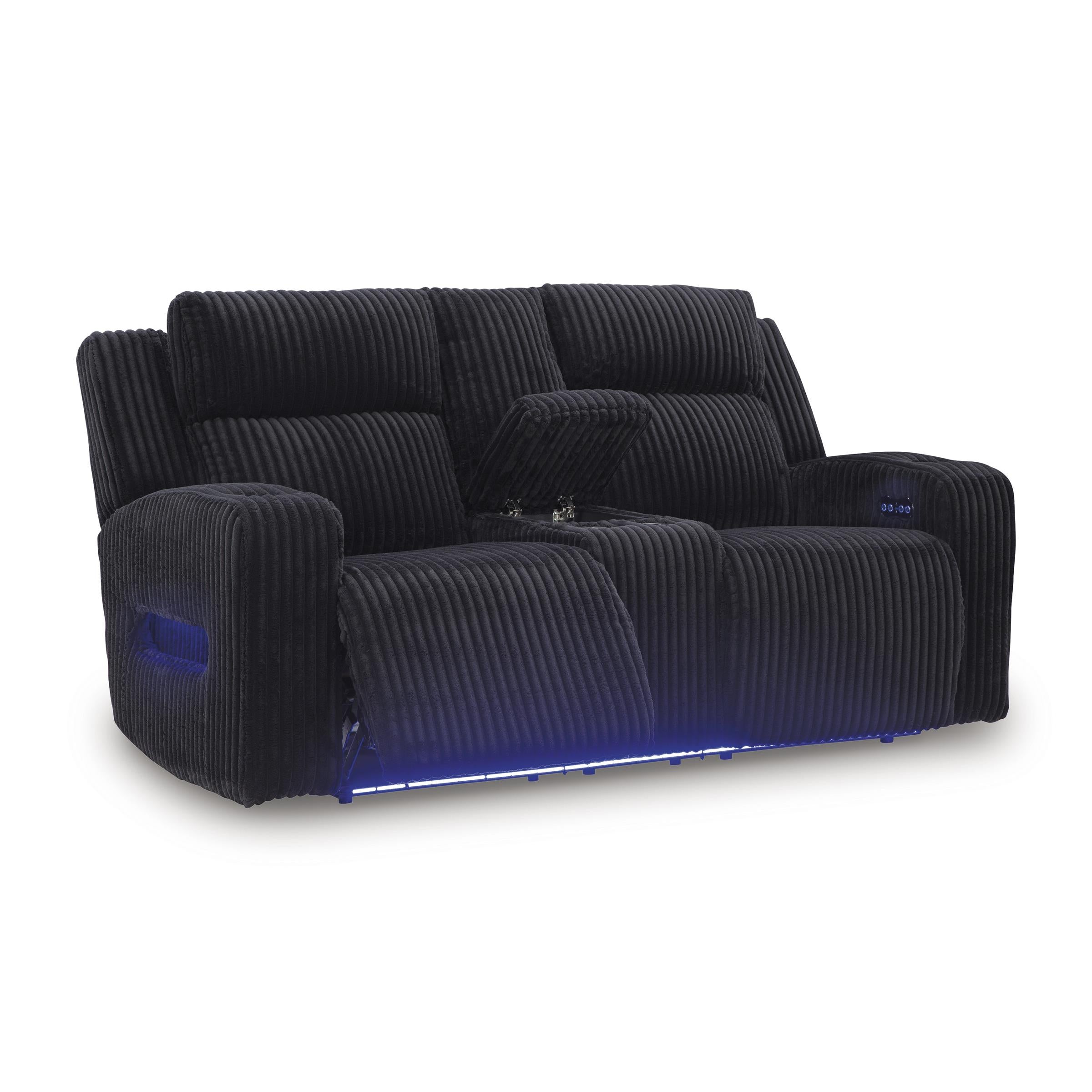  Manufacturer Color_Black --  Signature Design by Ashley Forest Lake Power Reclining Fabric Loveseat with Console IMAGE 2