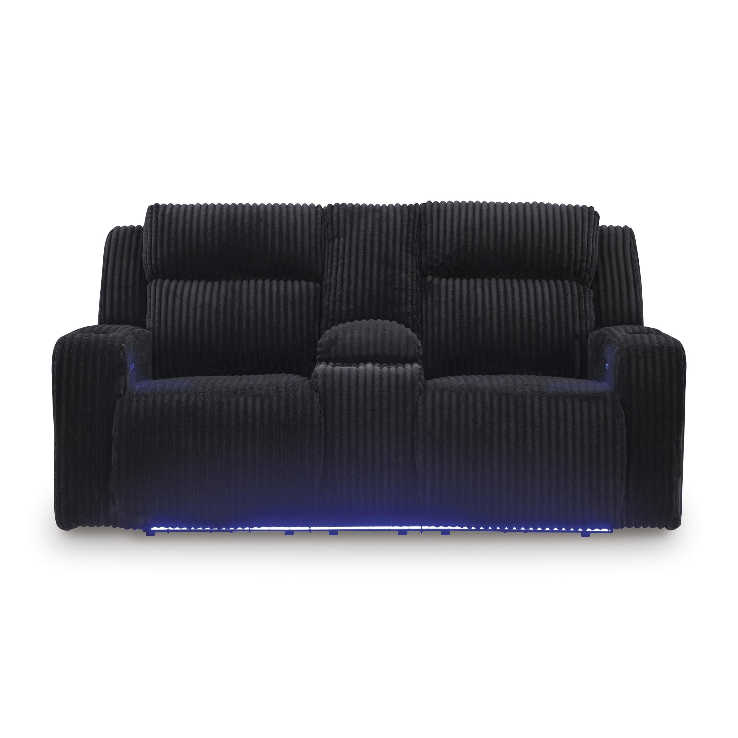  Manufacturer Color_Black --  Signature Design by Ashley Forest Lake Power Reclining Fabric Loveseat with Console IMAGE 3