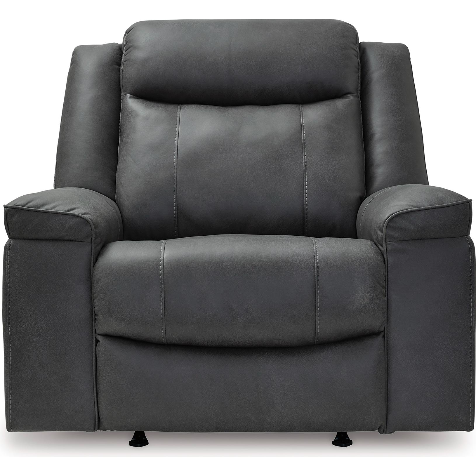 Manufacturer Color_Shadow --  Signature Design by Ashley Status Check Rocker Leather Look Recliner IMAGE 3