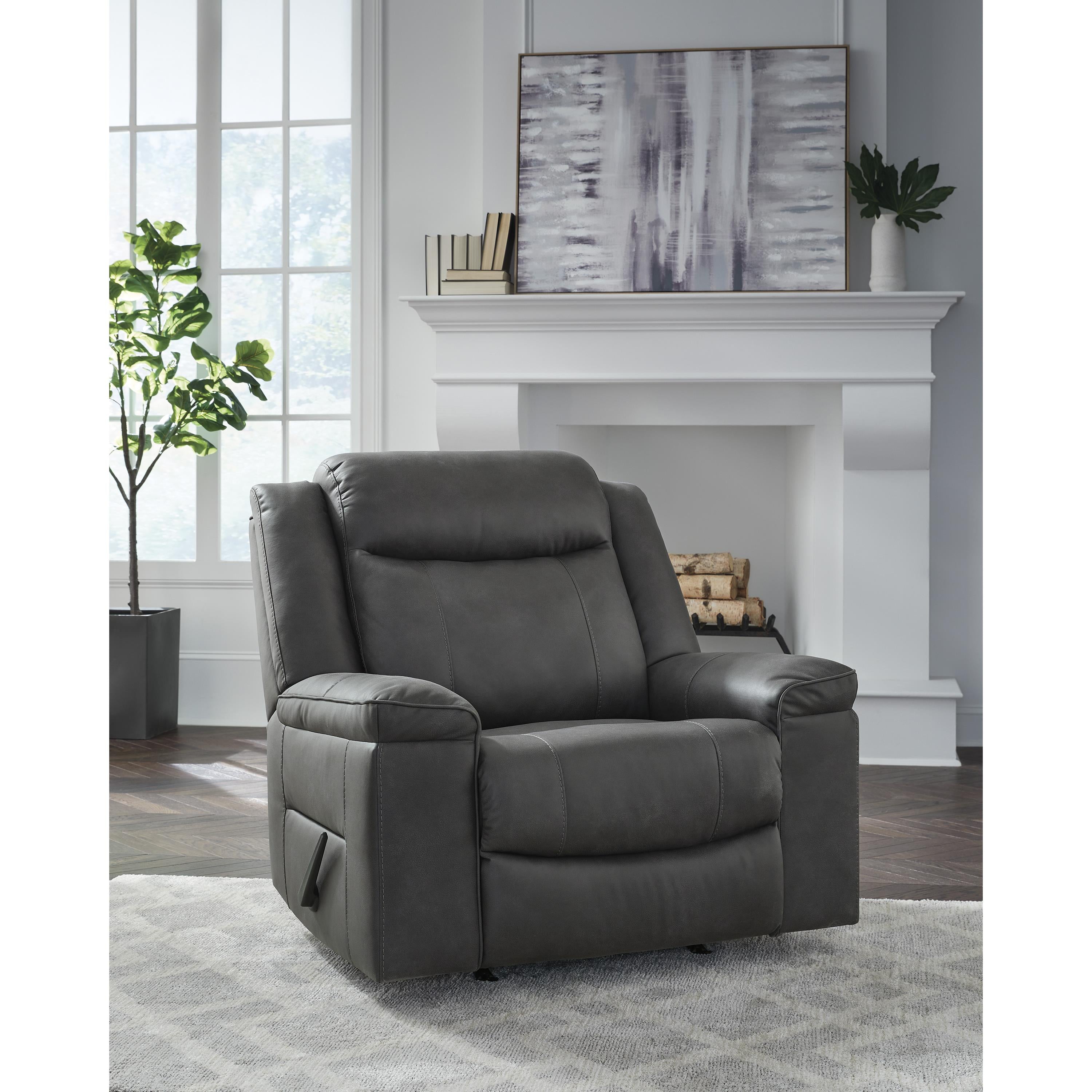  Manufacturer Color_Shadow --  Signature Design by Ashley Status Check Rocker Leather Look Recliner IMAGE 6