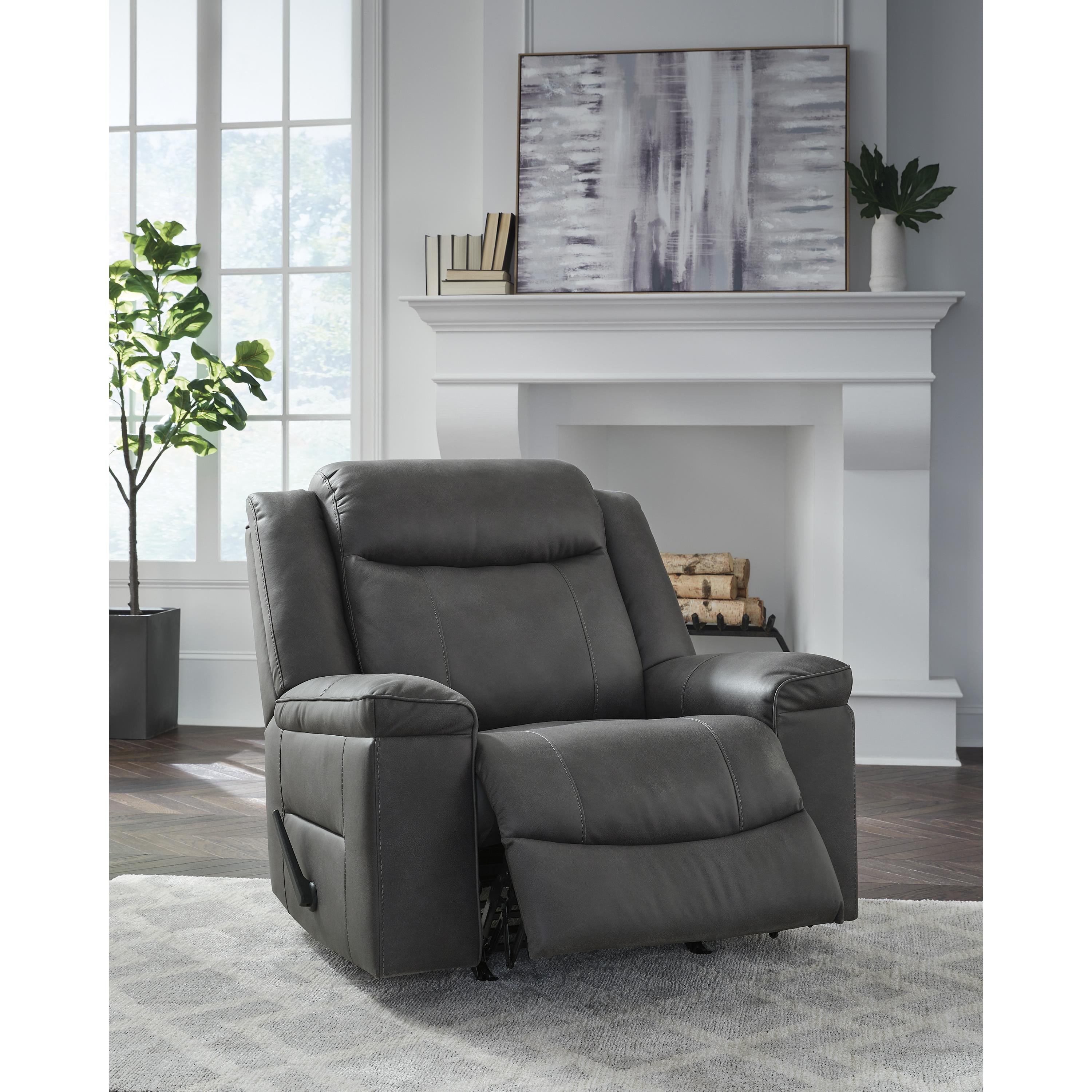  Manufacturer Color_Shadow --  Signature Design by Ashley Status Check Rocker Leather Look Recliner IMAGE 7