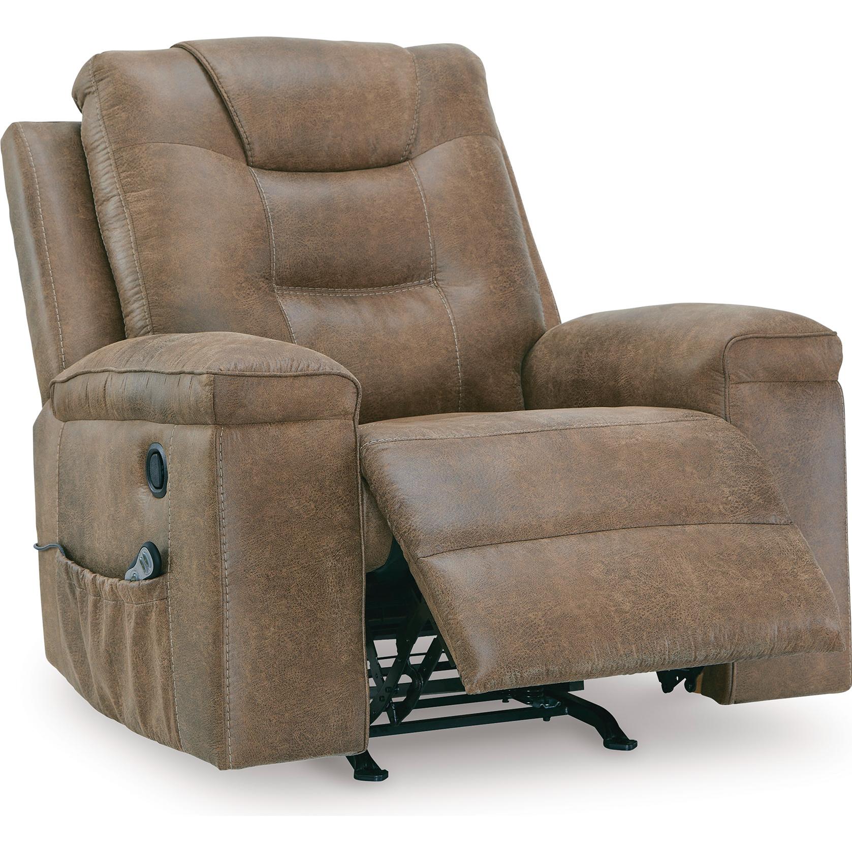  Manufacturer Color_Earth --  Signature Design by Ashley Stockworth Rocker Leather Look Recliner IMAGE 2