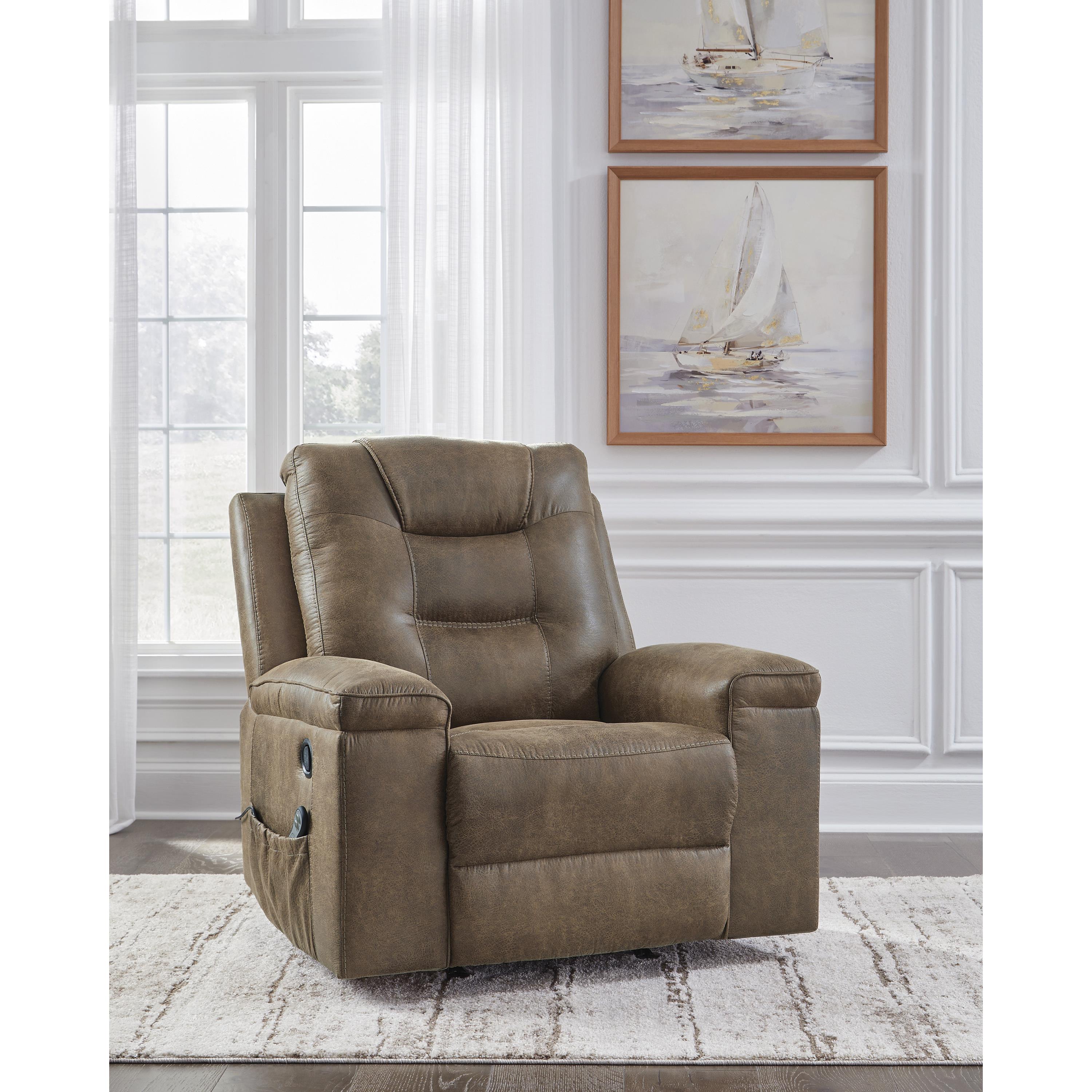  Manufacturer Color_Earth --  Signature Design by Ashley Stockworth Rocker Leather Look Recliner IMAGE 6