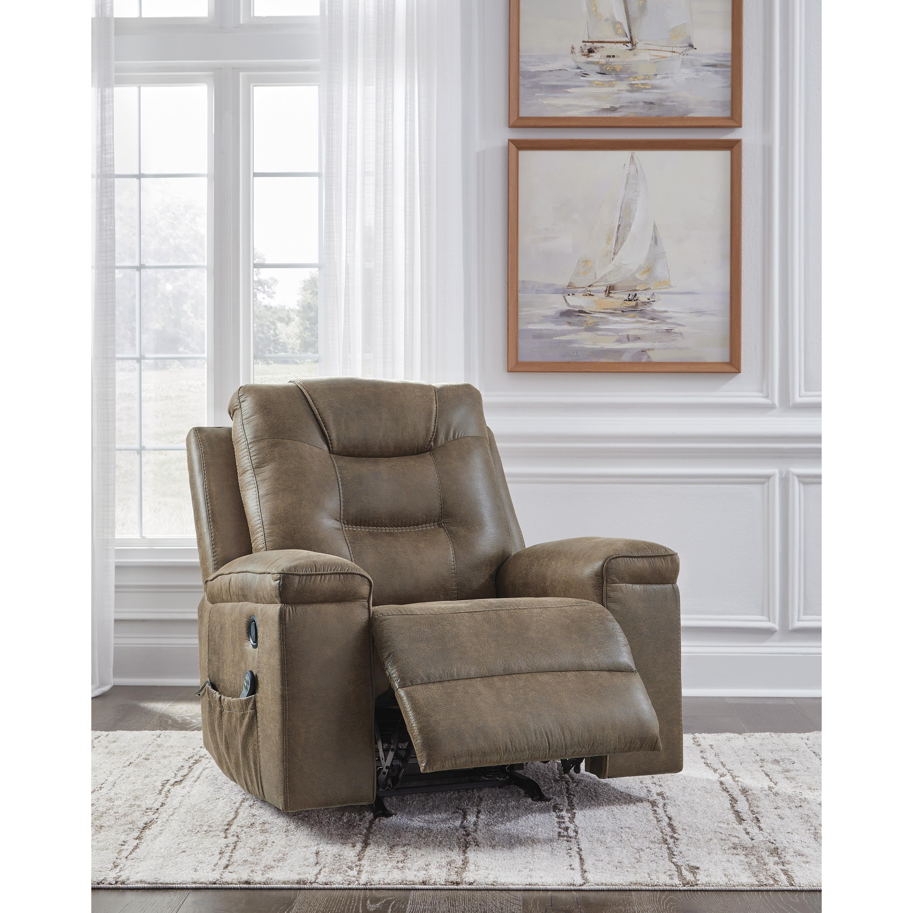  Manufacturer Color_Earth --  Signature Design by Ashley Stockworth Rocker Leather Look Recliner IMAGE 7