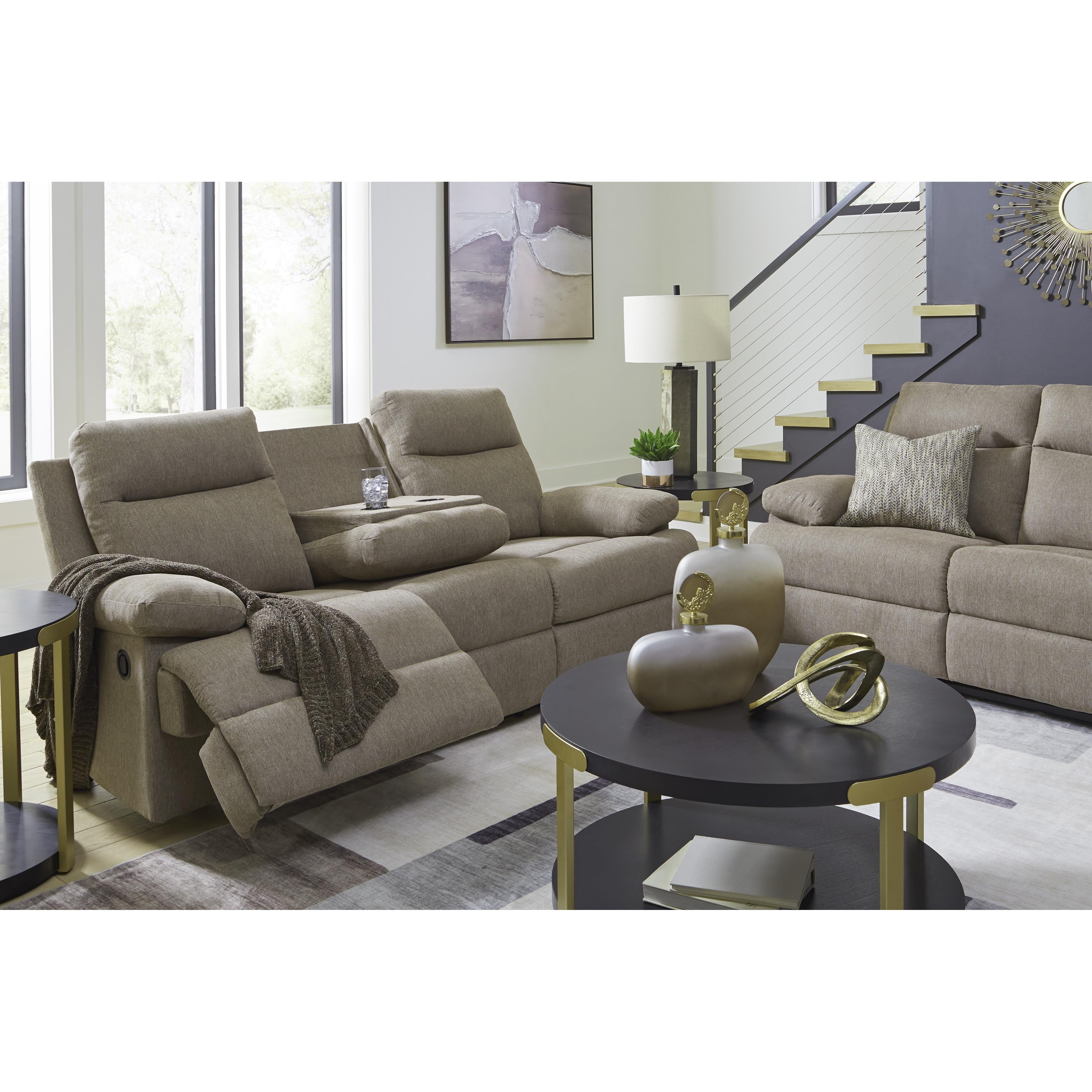  Manufacturer Color_Mocha --  Signature Design by Ashley Side Swipe Reclining Fabric Loveseat IMAGE 9
