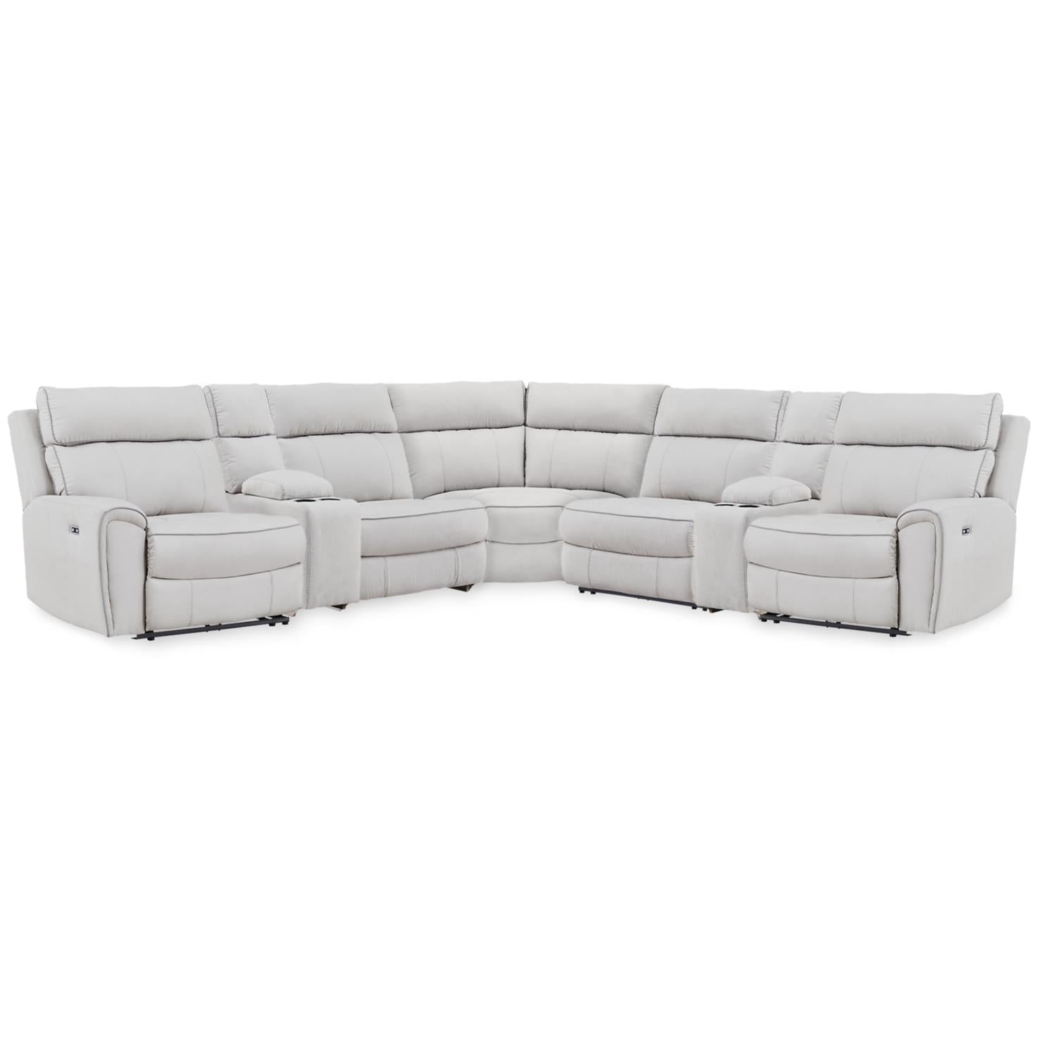  Signature Design by Ashley Social Pointe PC98802S34 7 pc Reclining Sectional with Storage Consoles IMAGE 1