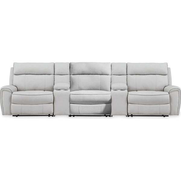 Signature Design by Ashley Social Pointe PC98802S39 5 pc Reclining Sectional with Storage Consoles
