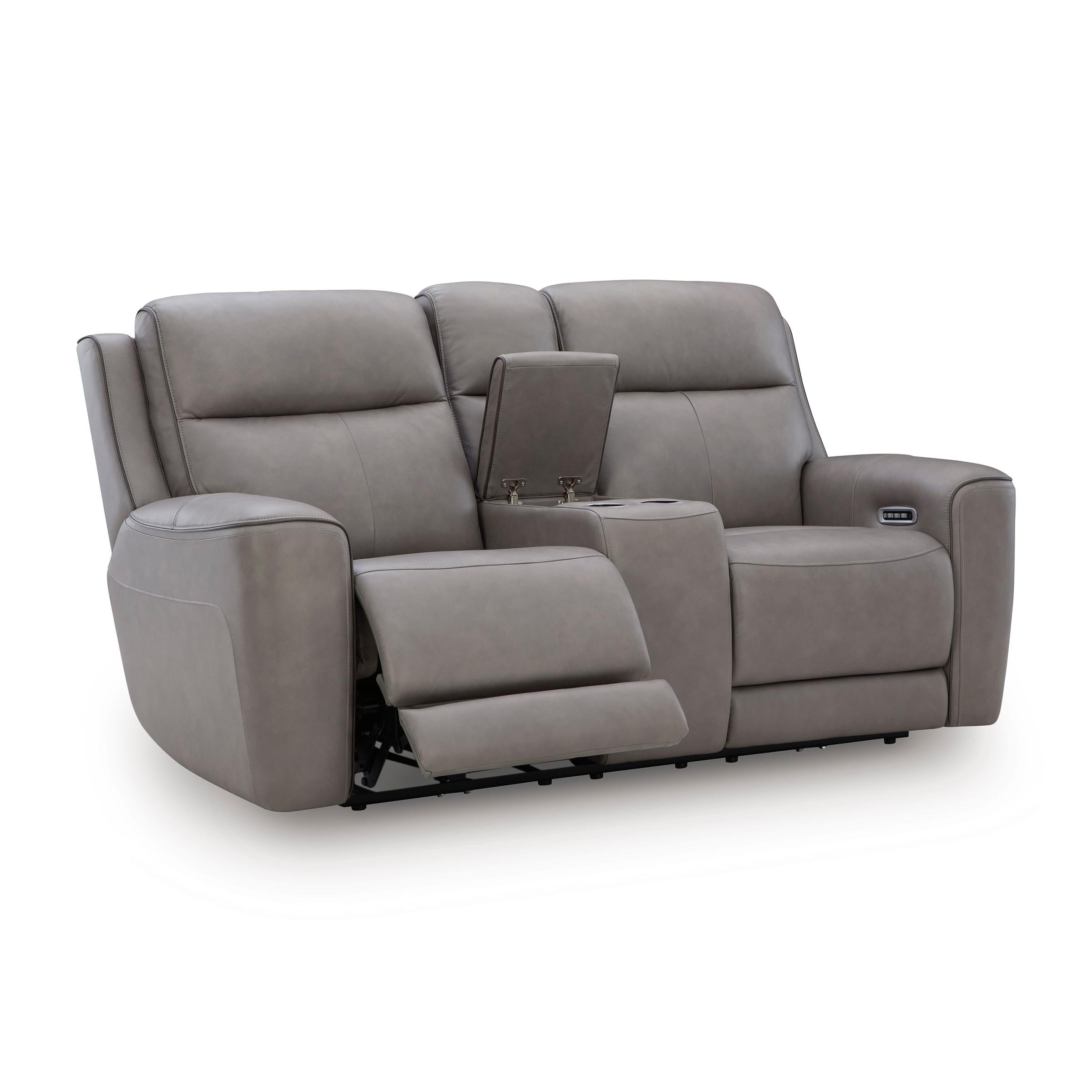 Manufacturer Color_Coin --  Signature Design by Ashley 5Z Comfort Power Reclining Leather Match Loveseat with Console IMAGE 1