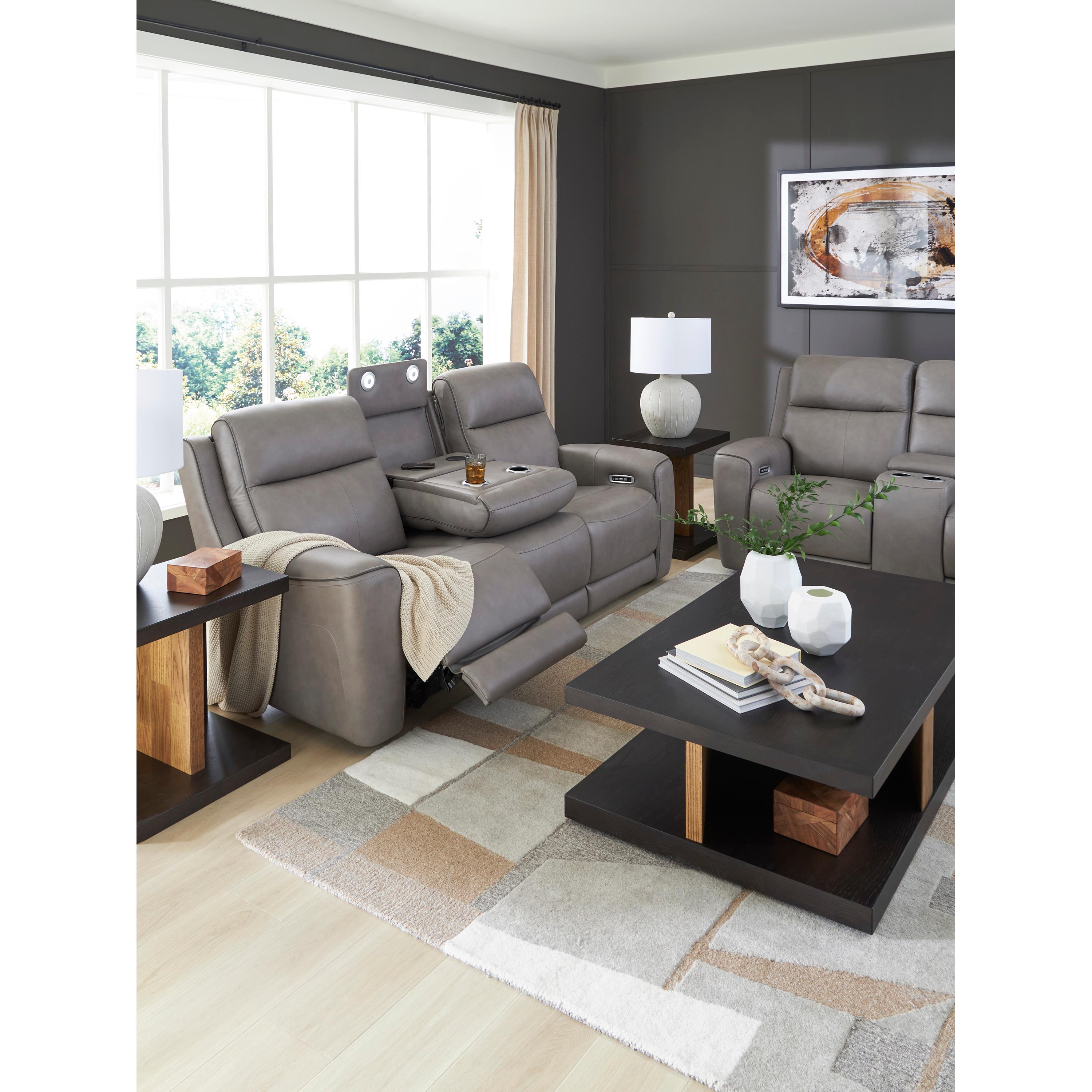  Manufacturer Color_Coin --  Signature Design by Ashley 5Z Comfort Power Reclining Leather Match Loveseat with Console IMAGE 13