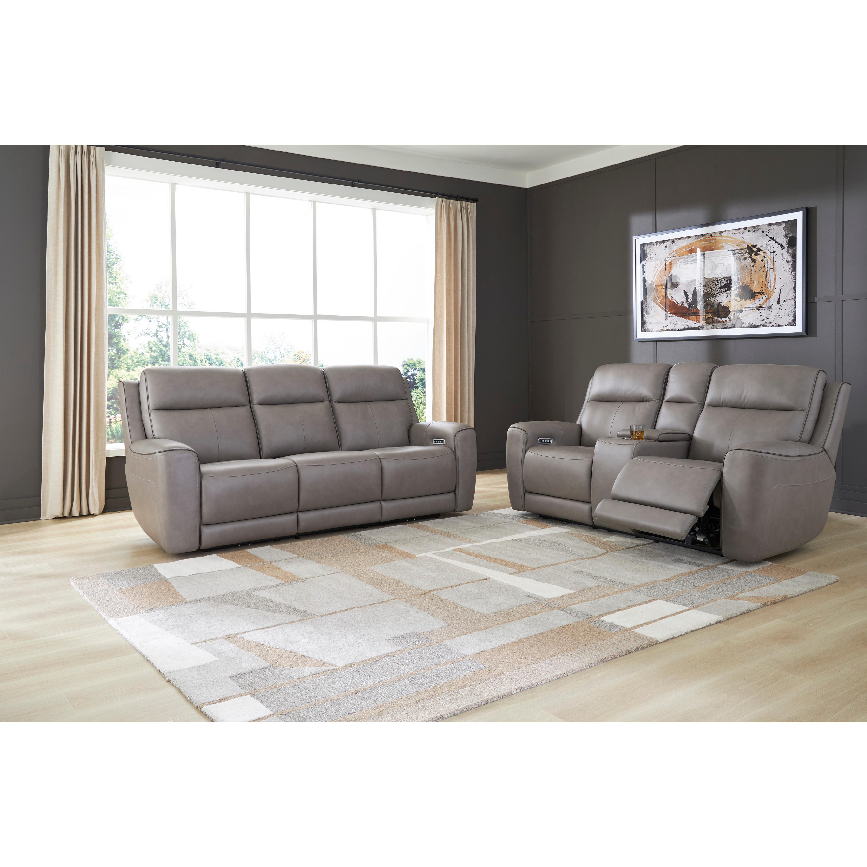  Manufacturer Color_Coin --  Signature Design by Ashley 5Z Comfort Power Reclining Leather Match Loveseat with Console IMAGE 14