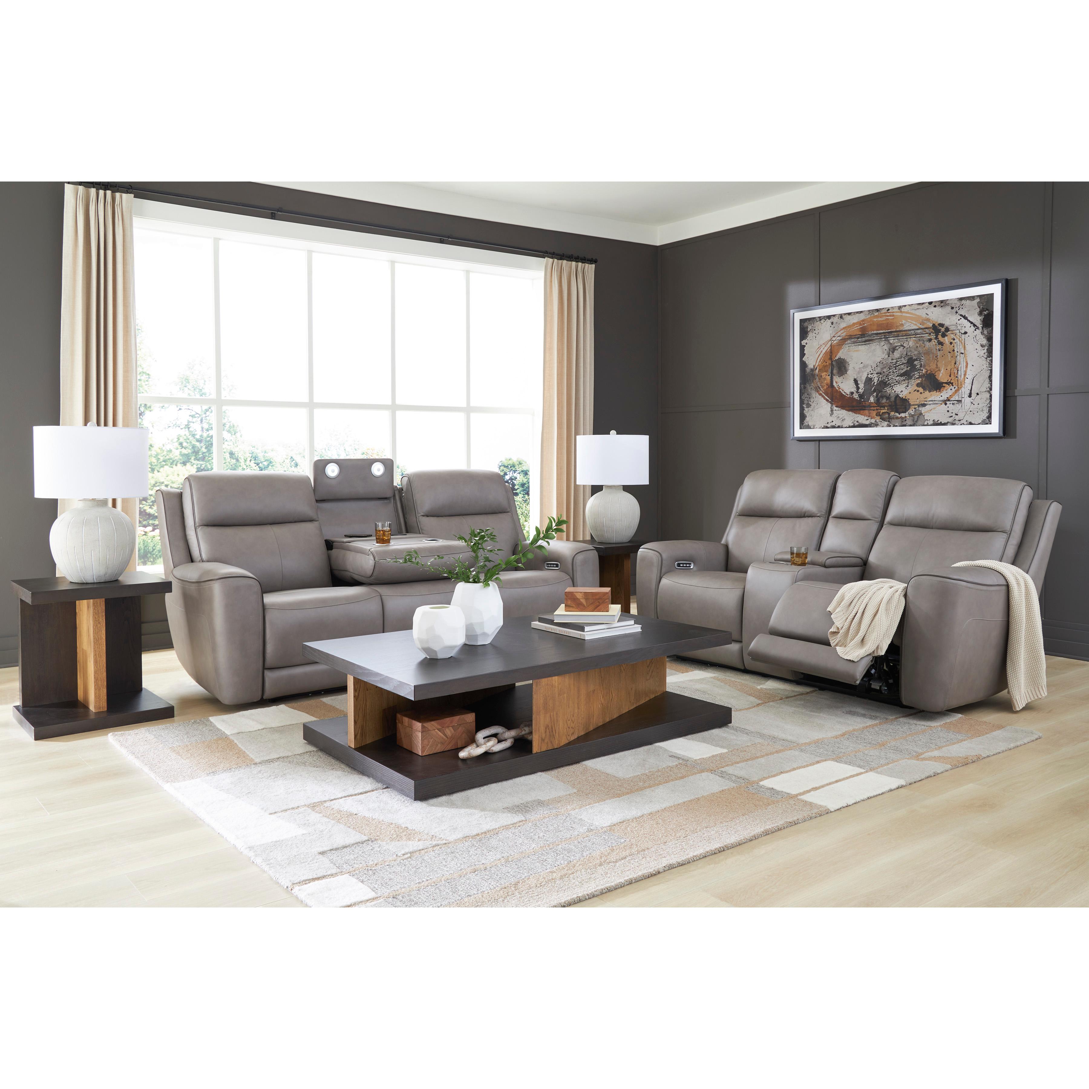  Manufacturer Color_Coin --  Signature Design by Ashley 5Z Comfort Power Reclining Leather Match Loveseat with Console IMAGE 16