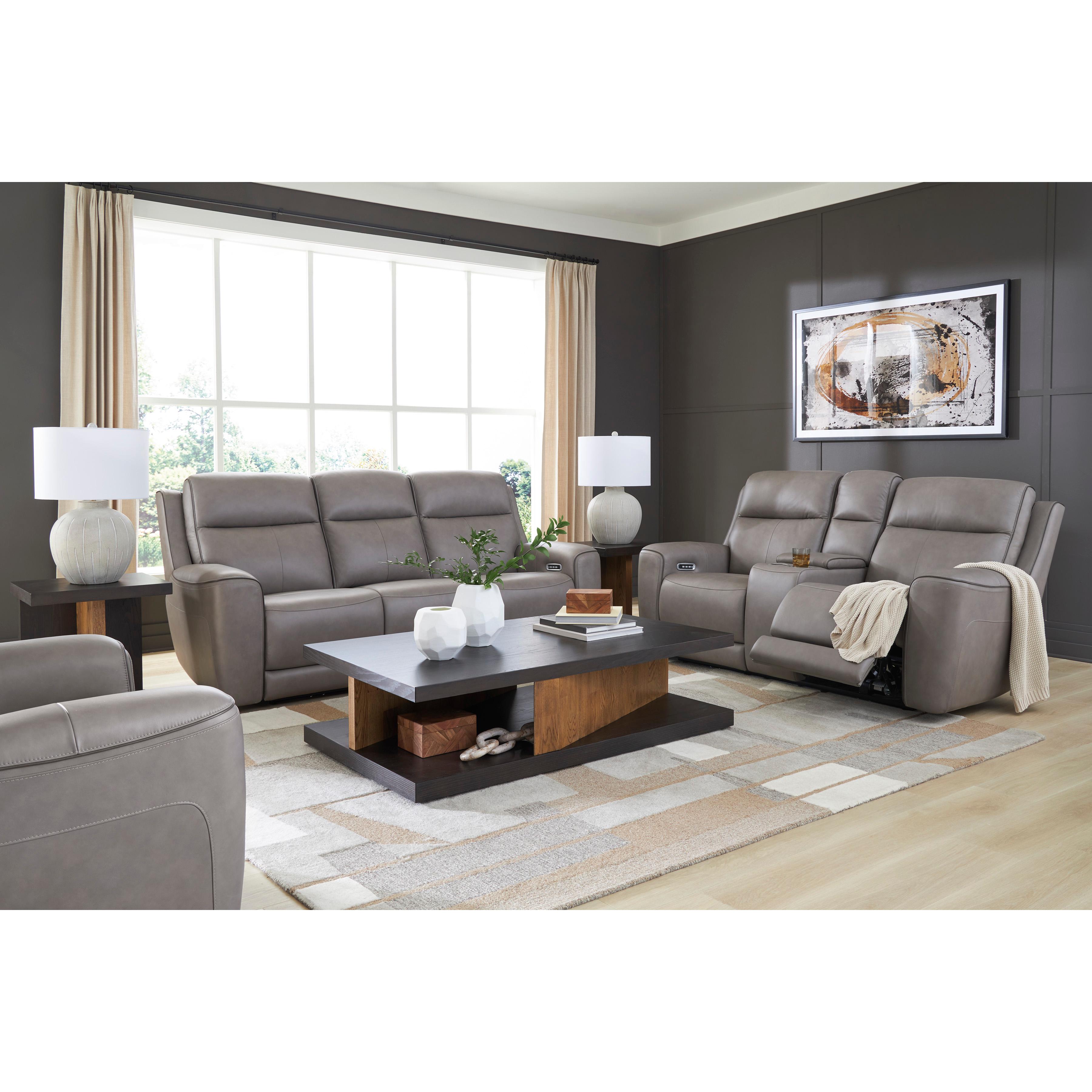  Manufacturer Color_Coin --  Signature Design by Ashley 5Z Comfort Power Reclining Leather Match Loveseat with Console IMAGE 17