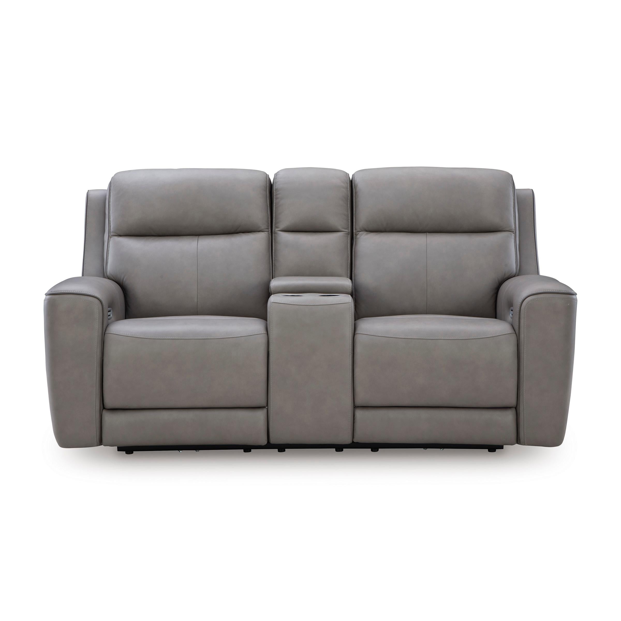  Manufacturer Color_Coin --  Signature Design by Ashley 5Z Comfort Power Reclining Leather Match Loveseat with Console IMAGE 2