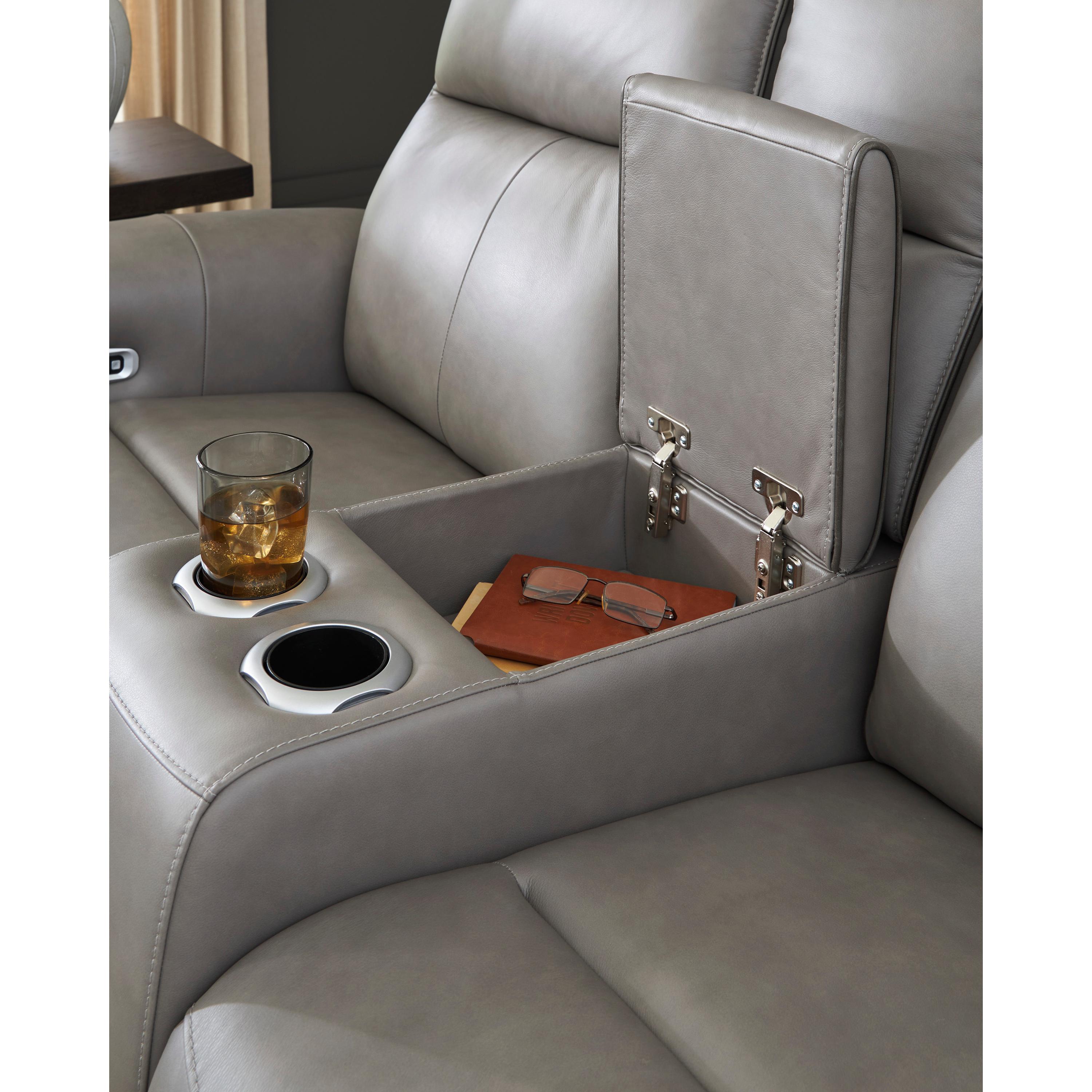  Manufacturer Color_Coin --  Signature Design by Ashley 5Z Comfort Power Reclining Leather Match Loveseat with Console IMAGE 5