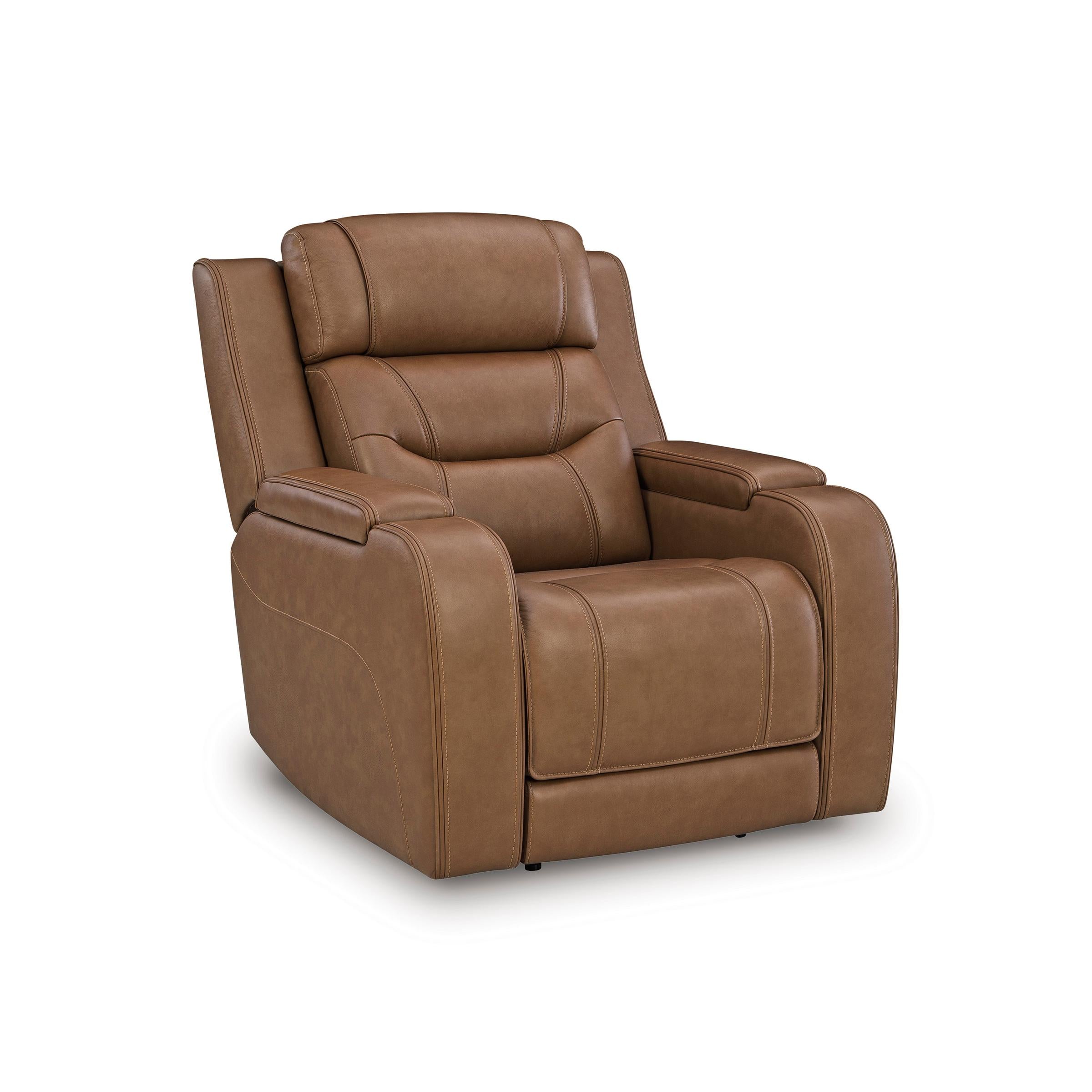  Manufacturer Color_Caramel --  Signature Design by Ashley Knightington Power Leather Match Recliner IMAGE 1