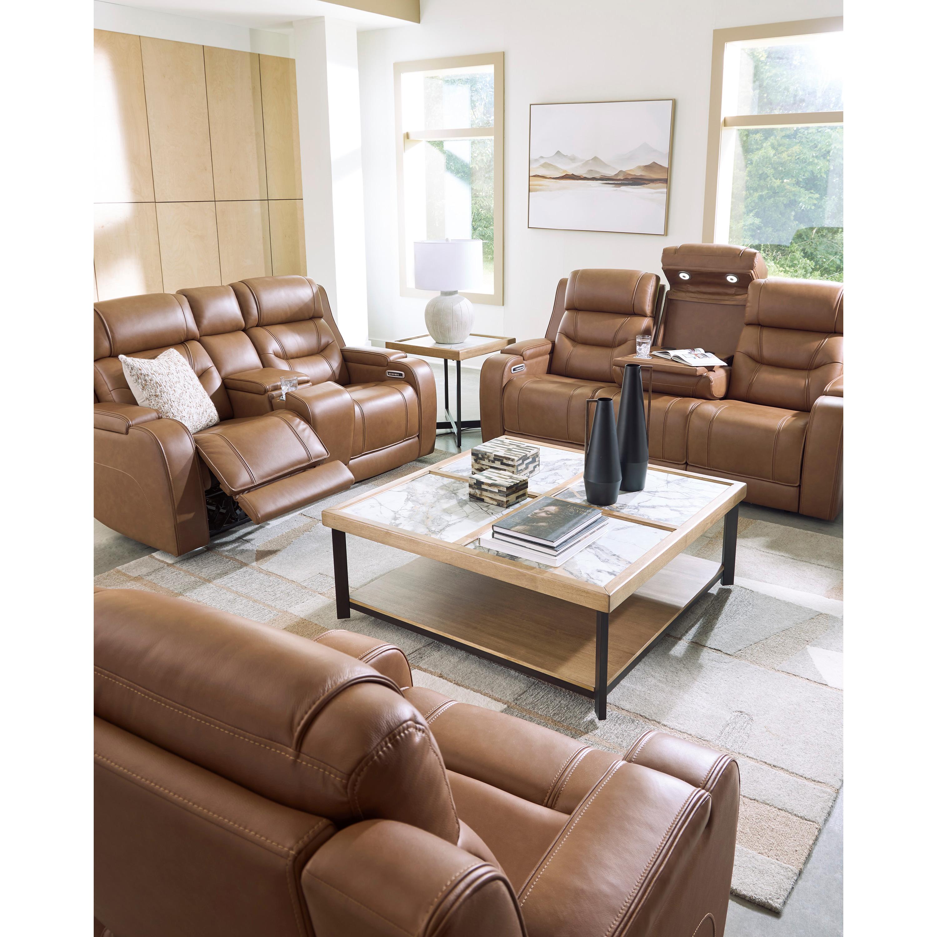  Manufacturer Color_Caramel --  Signature Design by Ashley Knightington Power Leather Match Recliner IMAGE 10